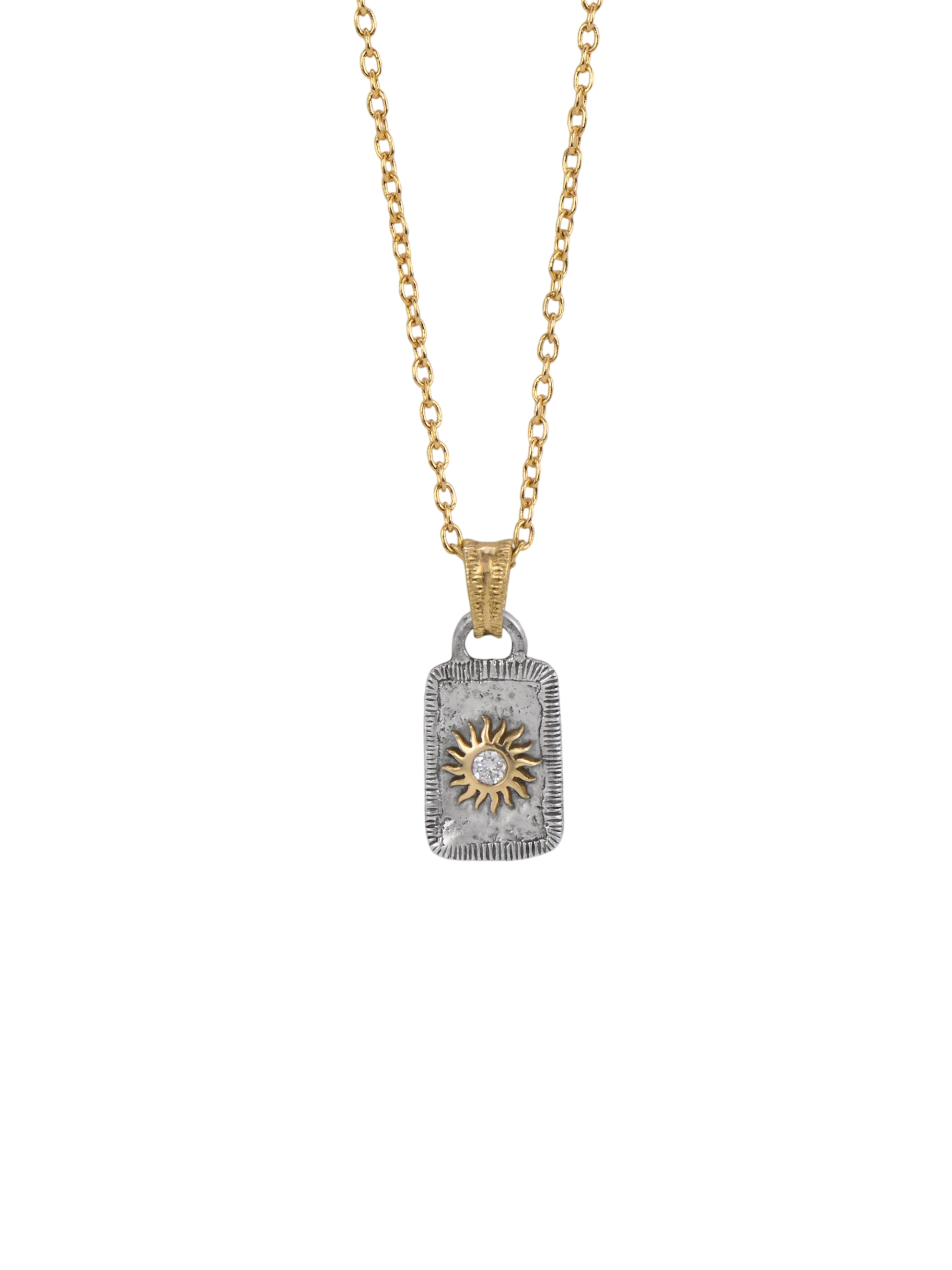 Solis Lux rectangular small model sun diamond pendant