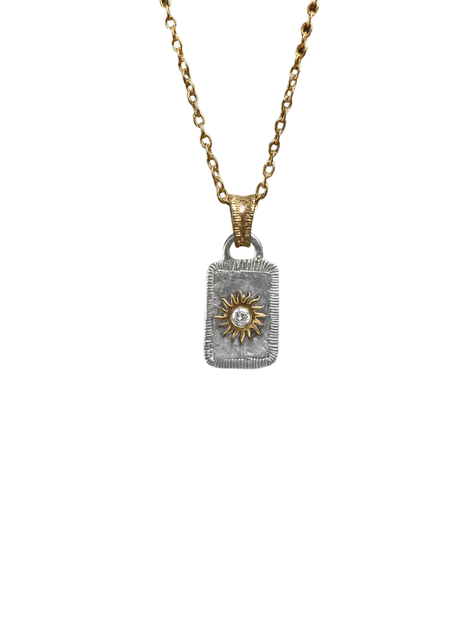 Solis Lux rectangular small model sun diamond pendant