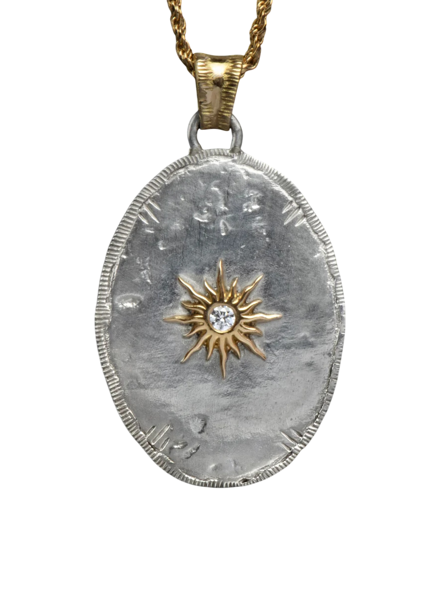 Solis Lux oval large model sun diamond pendant