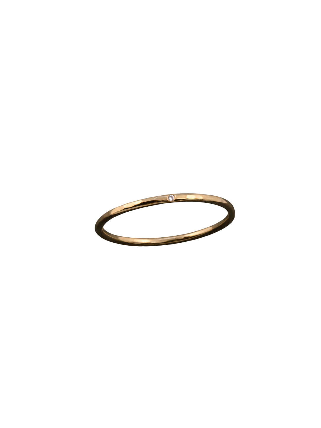 Mon Chéri thin round white diamond hammered gold wedding ring