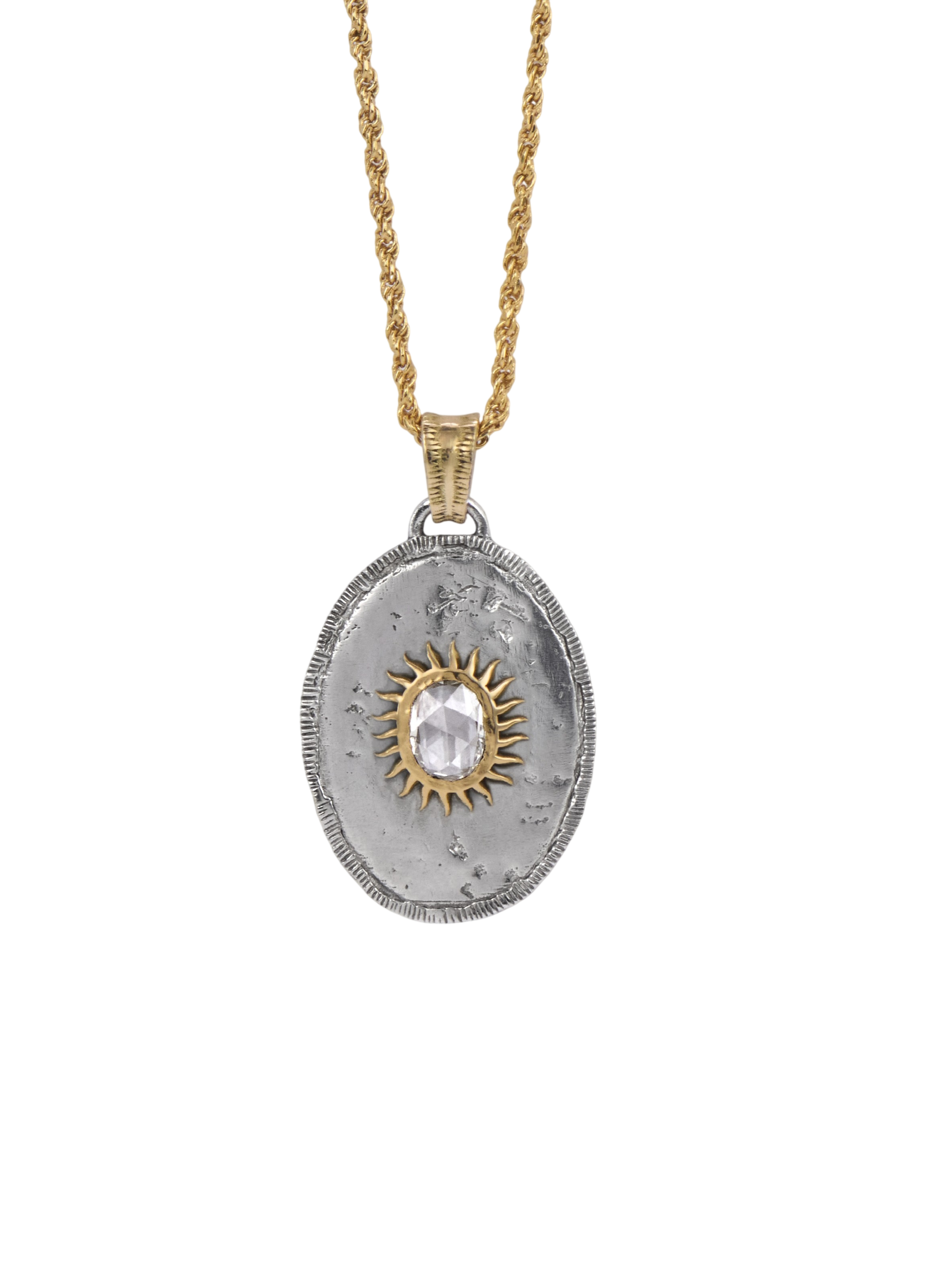 Solis Lux oval MM rose-cut diamond sun pendant