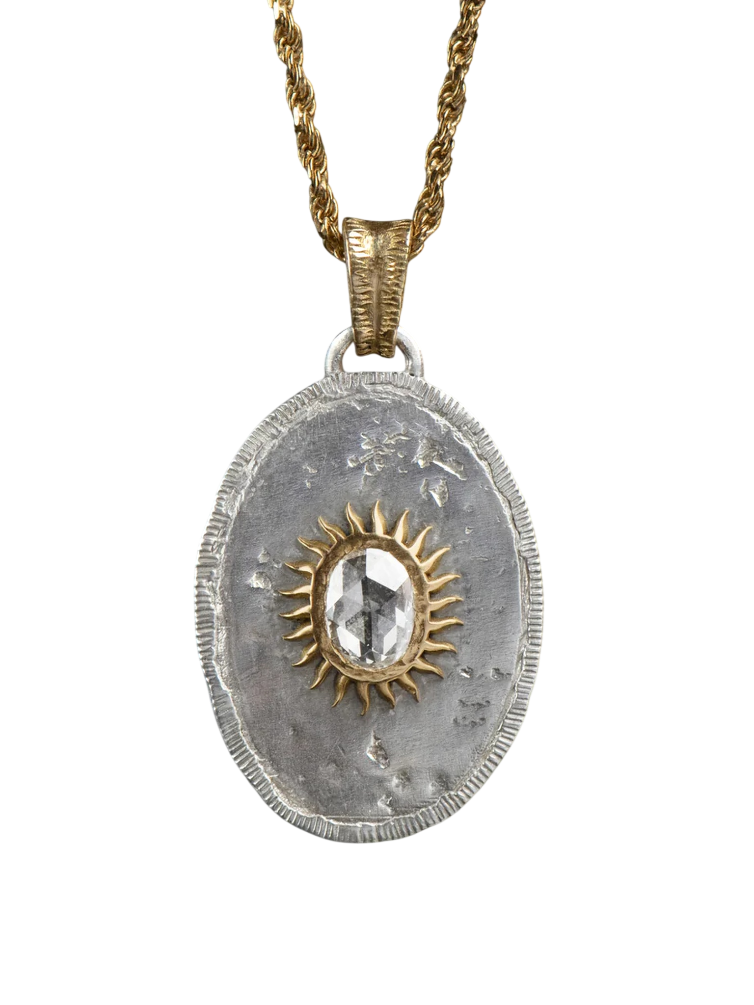 Solis Lux oval MM rose-cut diamond sun pendant