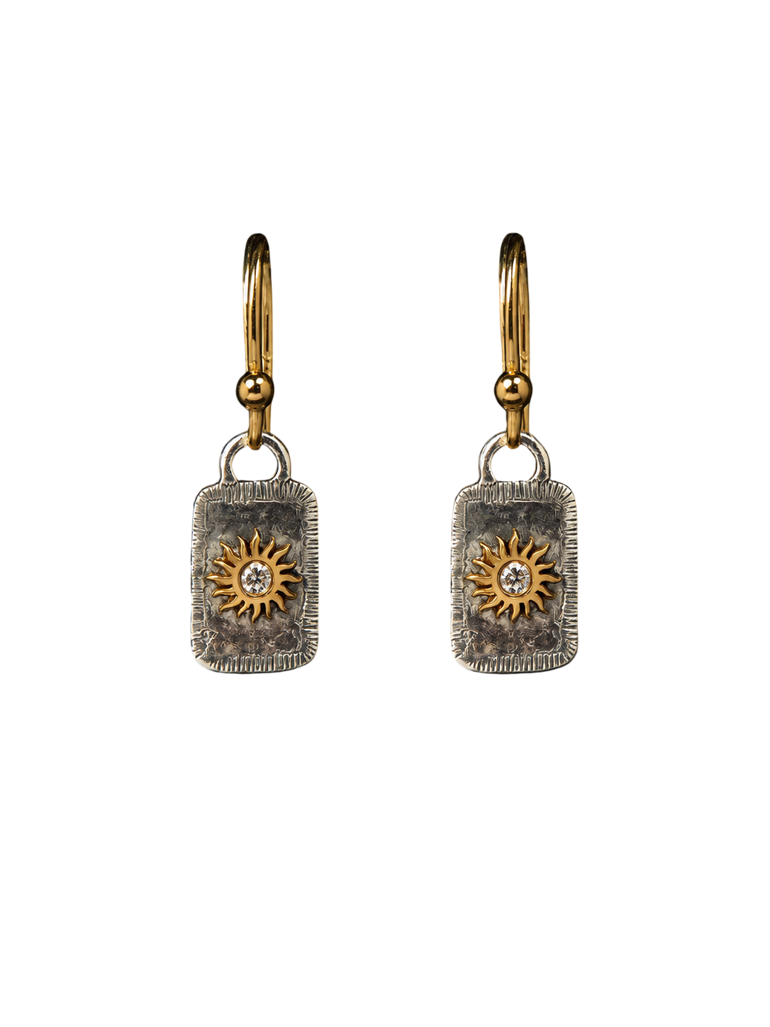 Solis Lux rectangle PM sun diamond yellow gold and silver