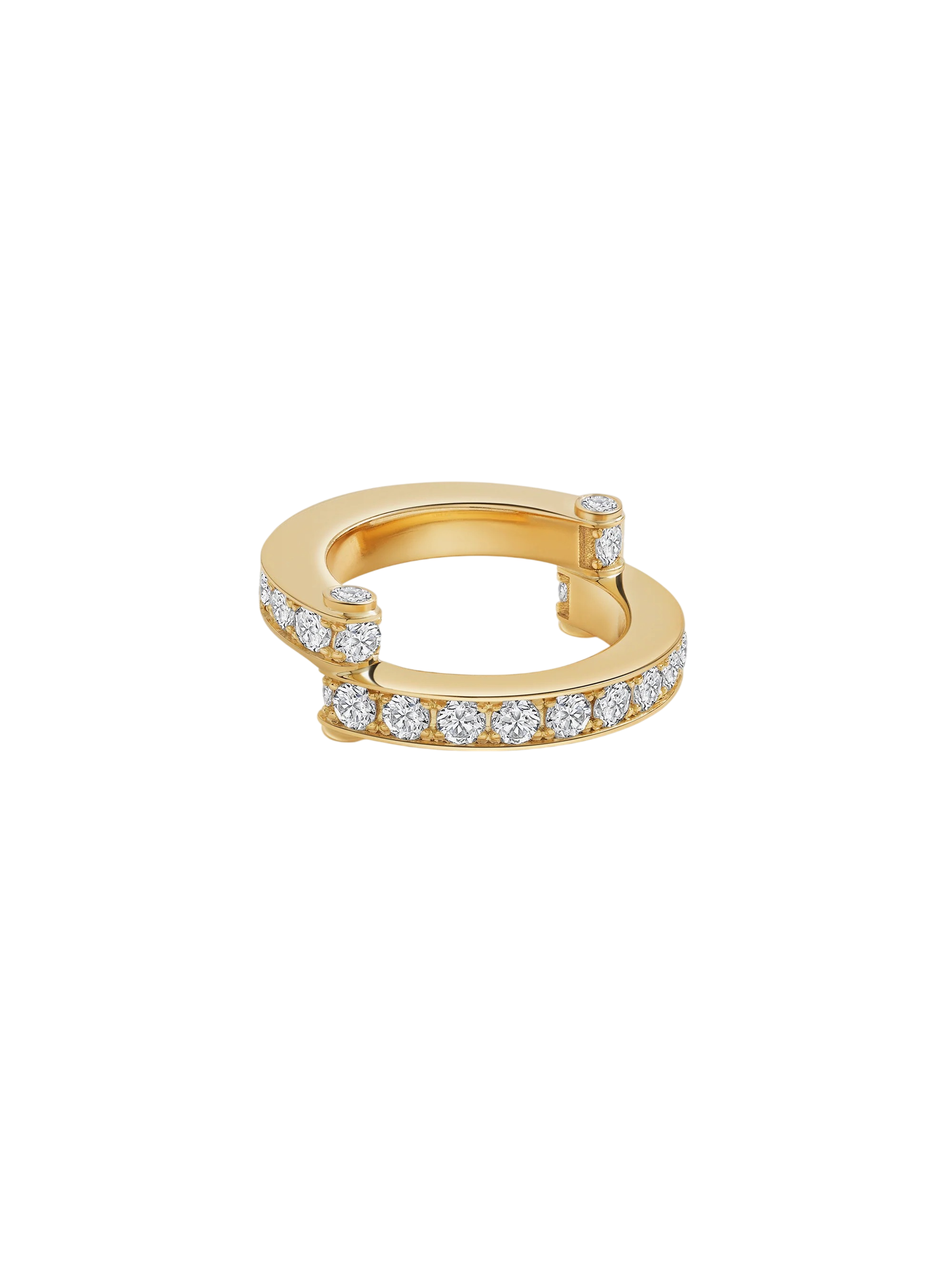 Hinged Twin Pavé Ring Yellow Gold photo