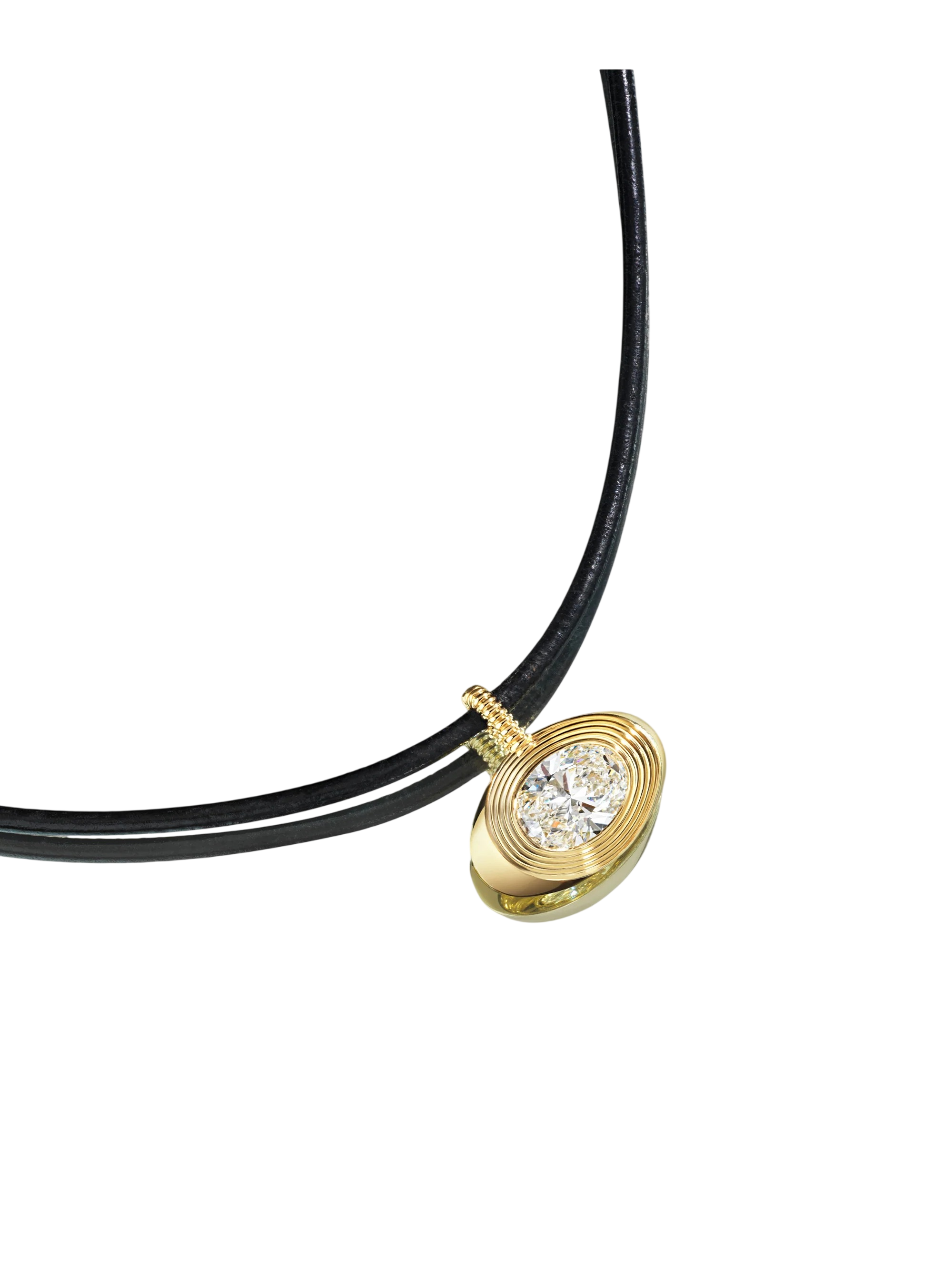 Delta Oval Pendant & Leather Collar photo
