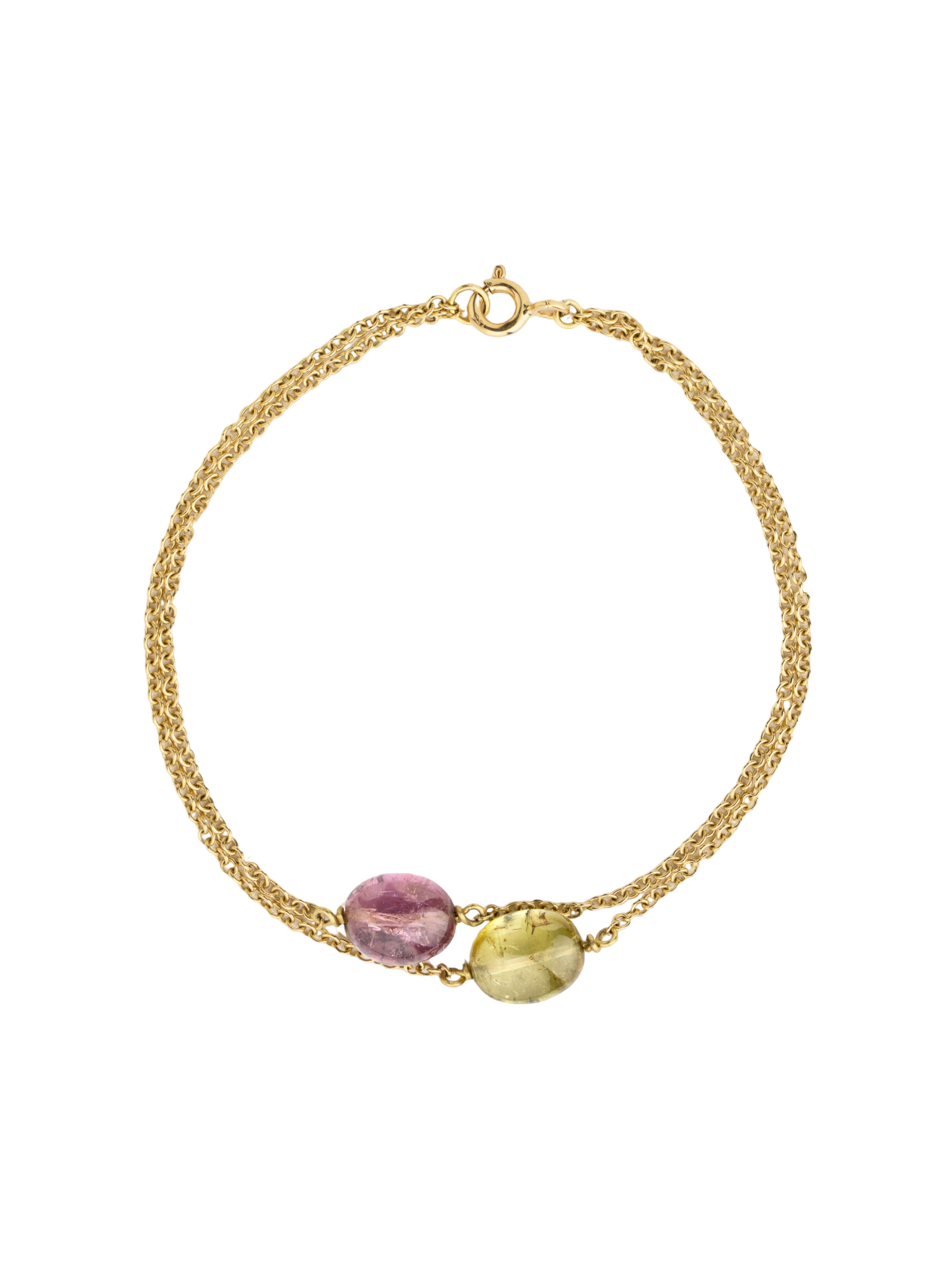 Tourmaline double chain bracelet 