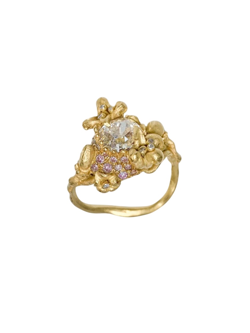 Aloha Ring With White And Pink Diamonds