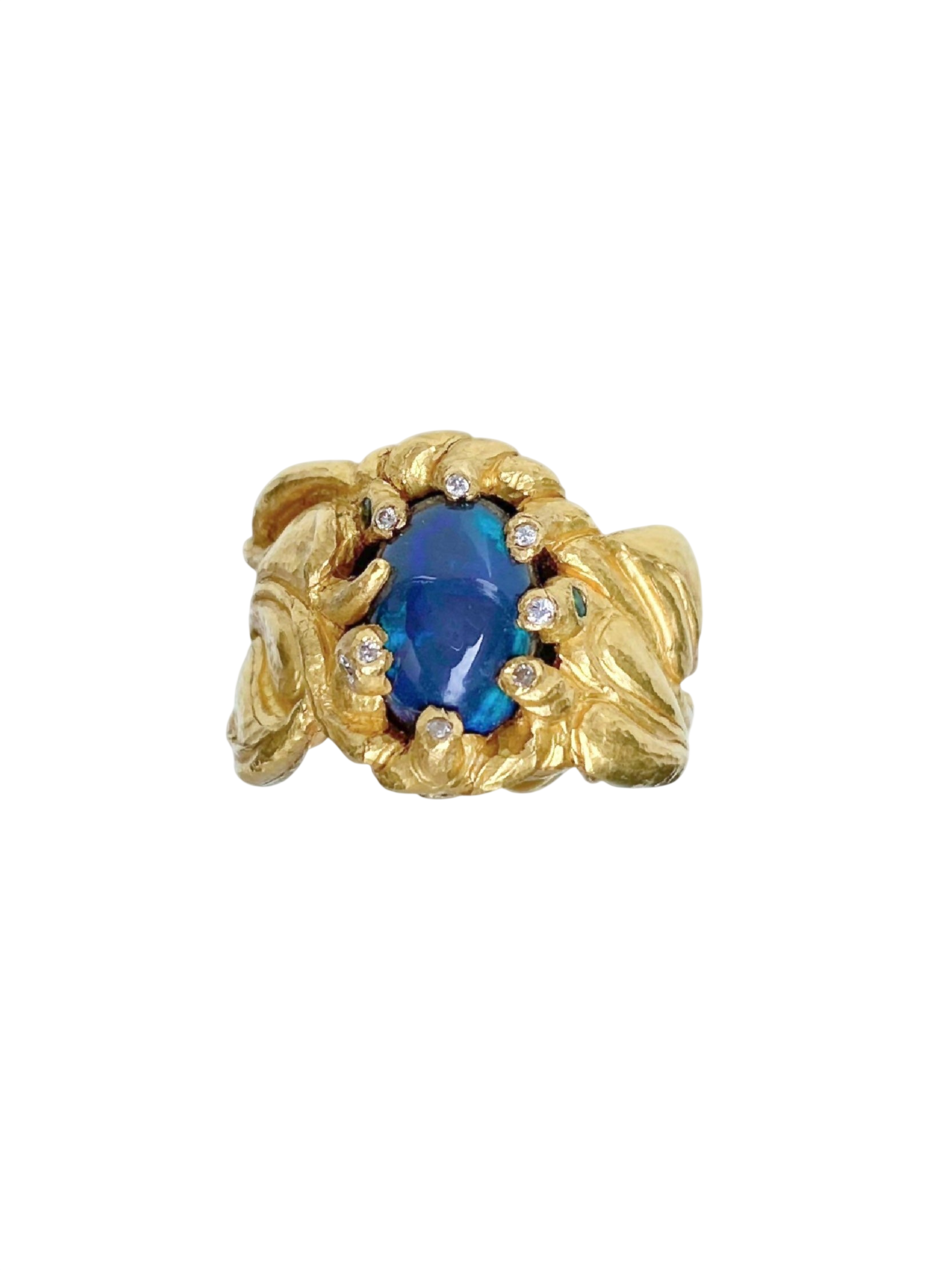 Sacre Coeur Ring — Black Opal, Emerald And Diamonds photo