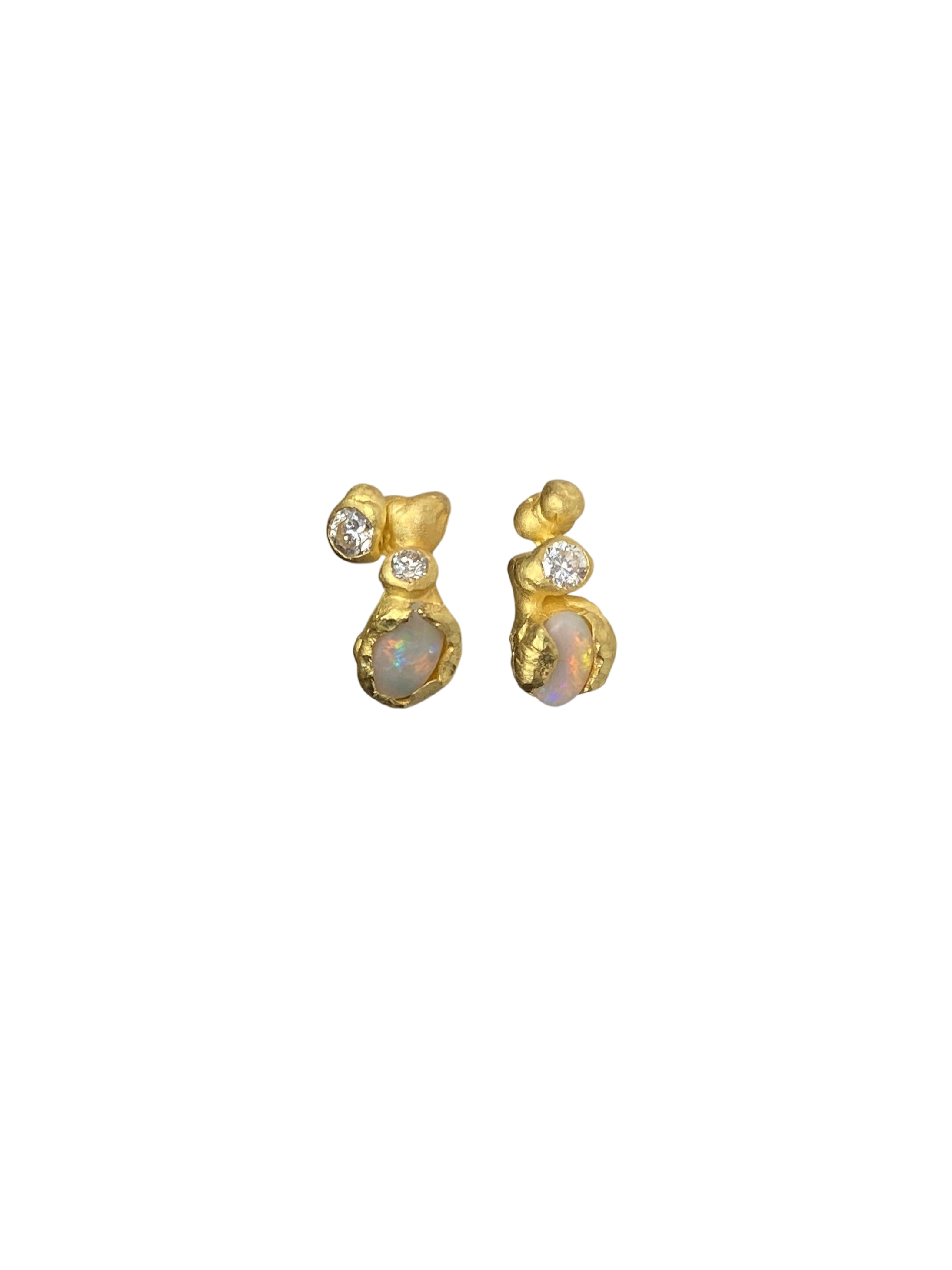 Liquid Stud Earrings — Opal And Diamonds photo