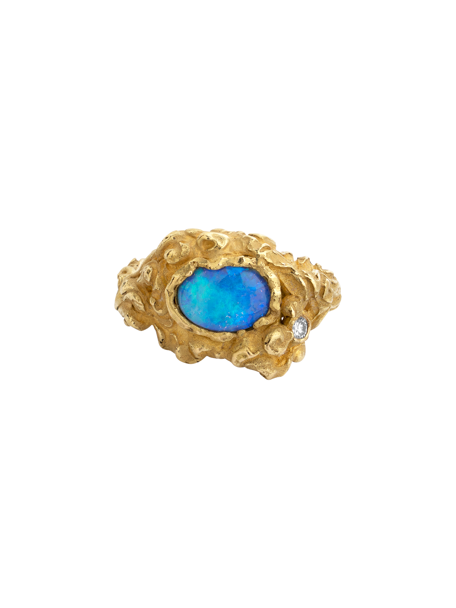 Florid opal and diamond ring