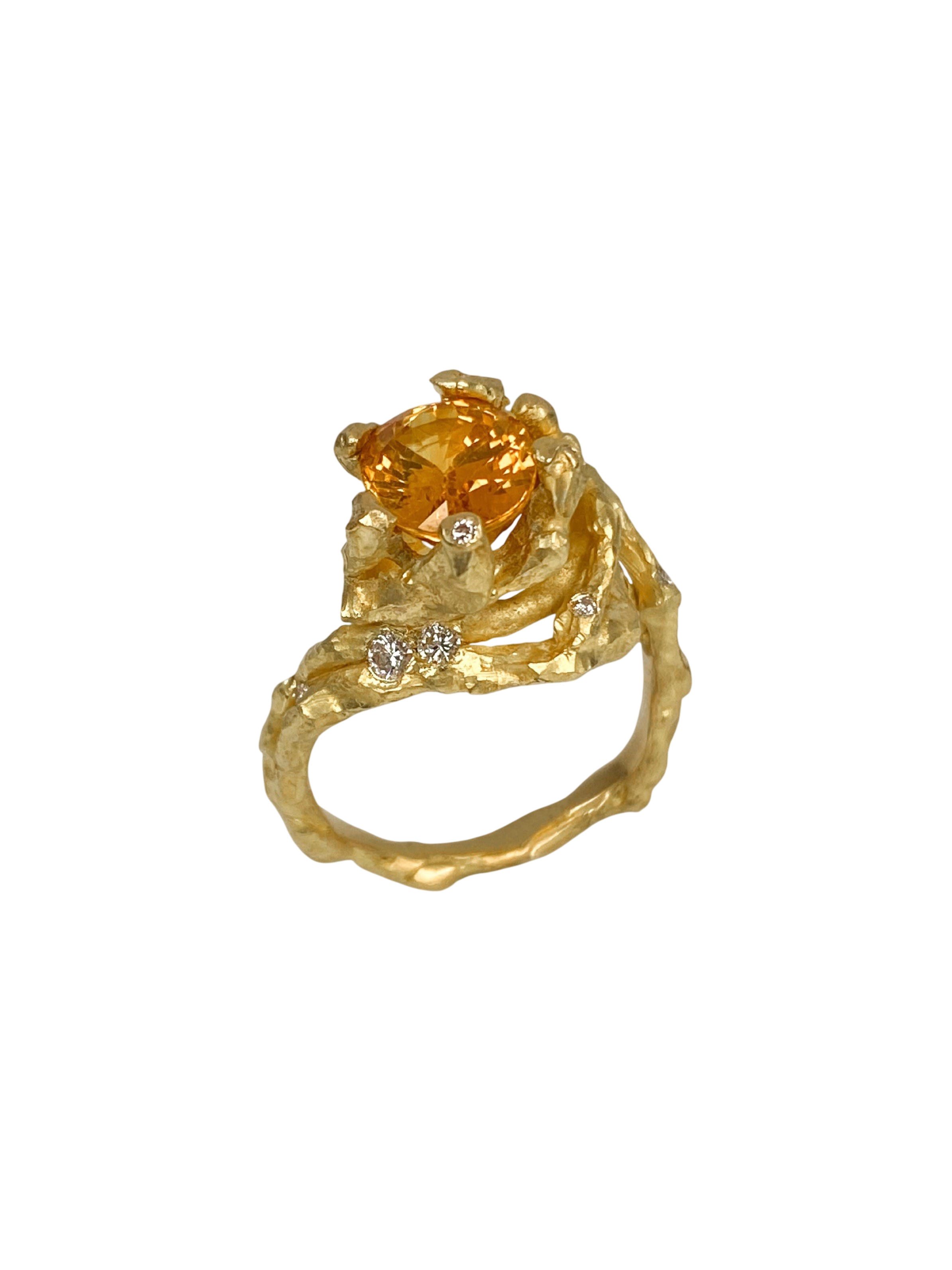Enchanted Forest Ring — Orange Sapphire And Diamonds photo