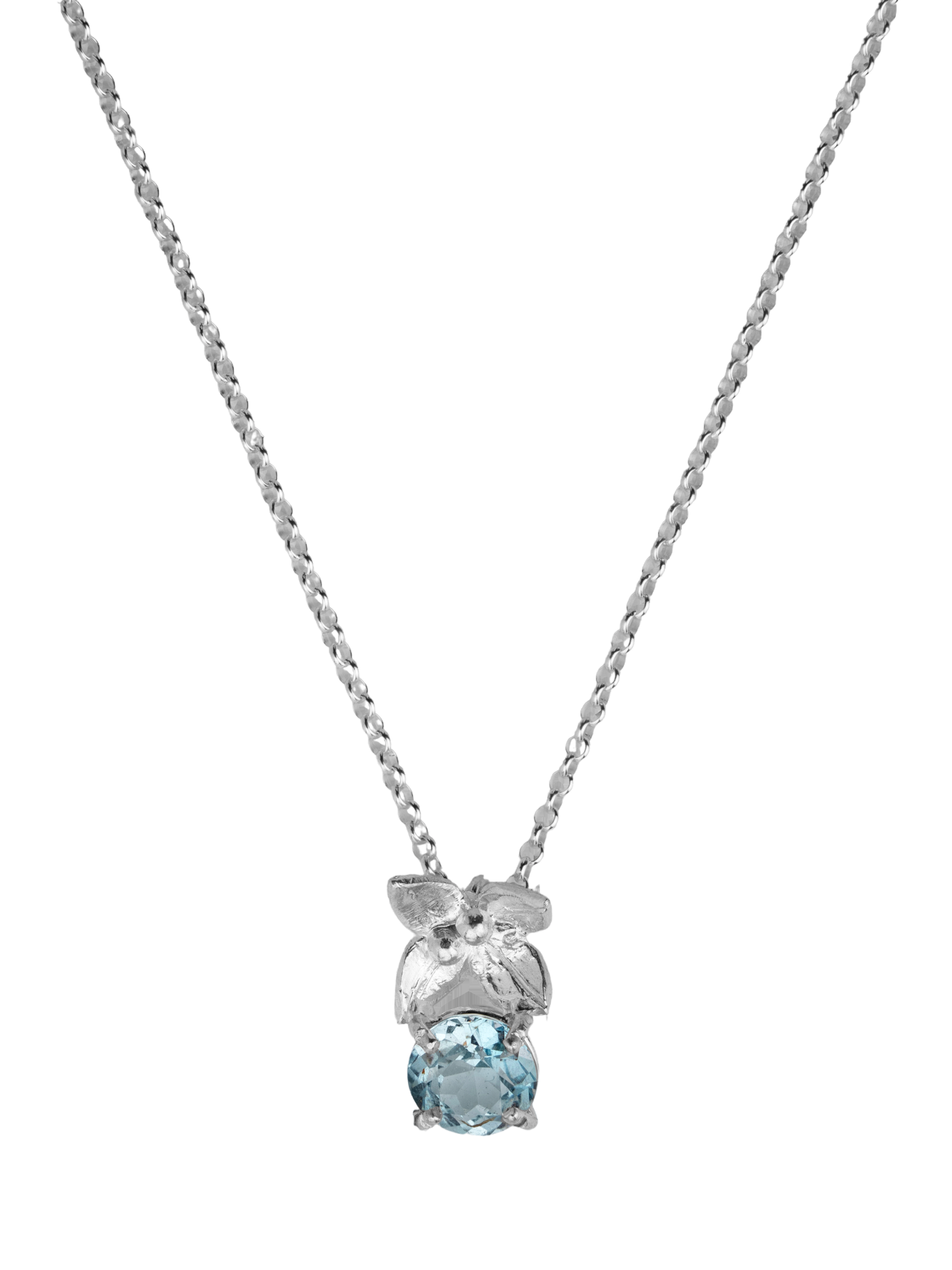 Necklace with flower and topaz