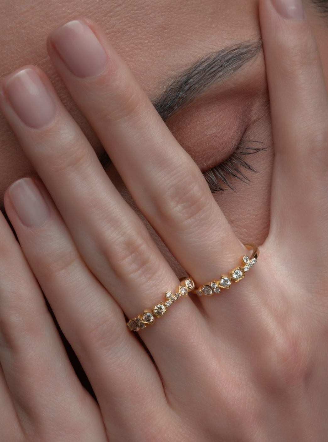 Asymmetrical White Diamond Ring