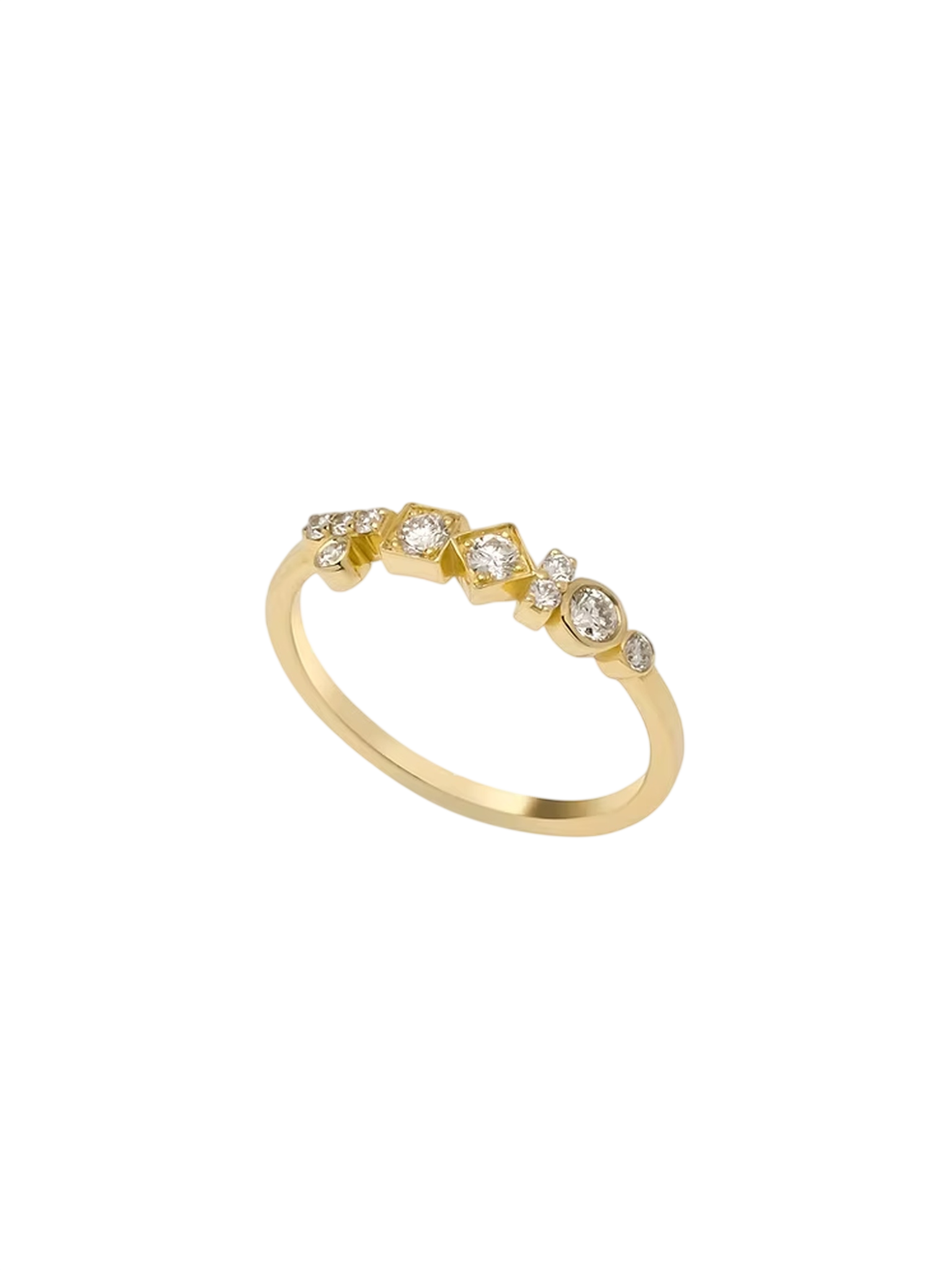 Asymmetrical White Diamond Ring