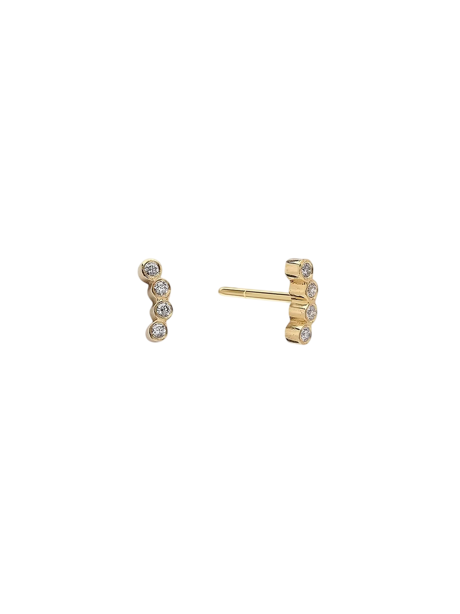 Four Diamonds Curve Stud Earrings