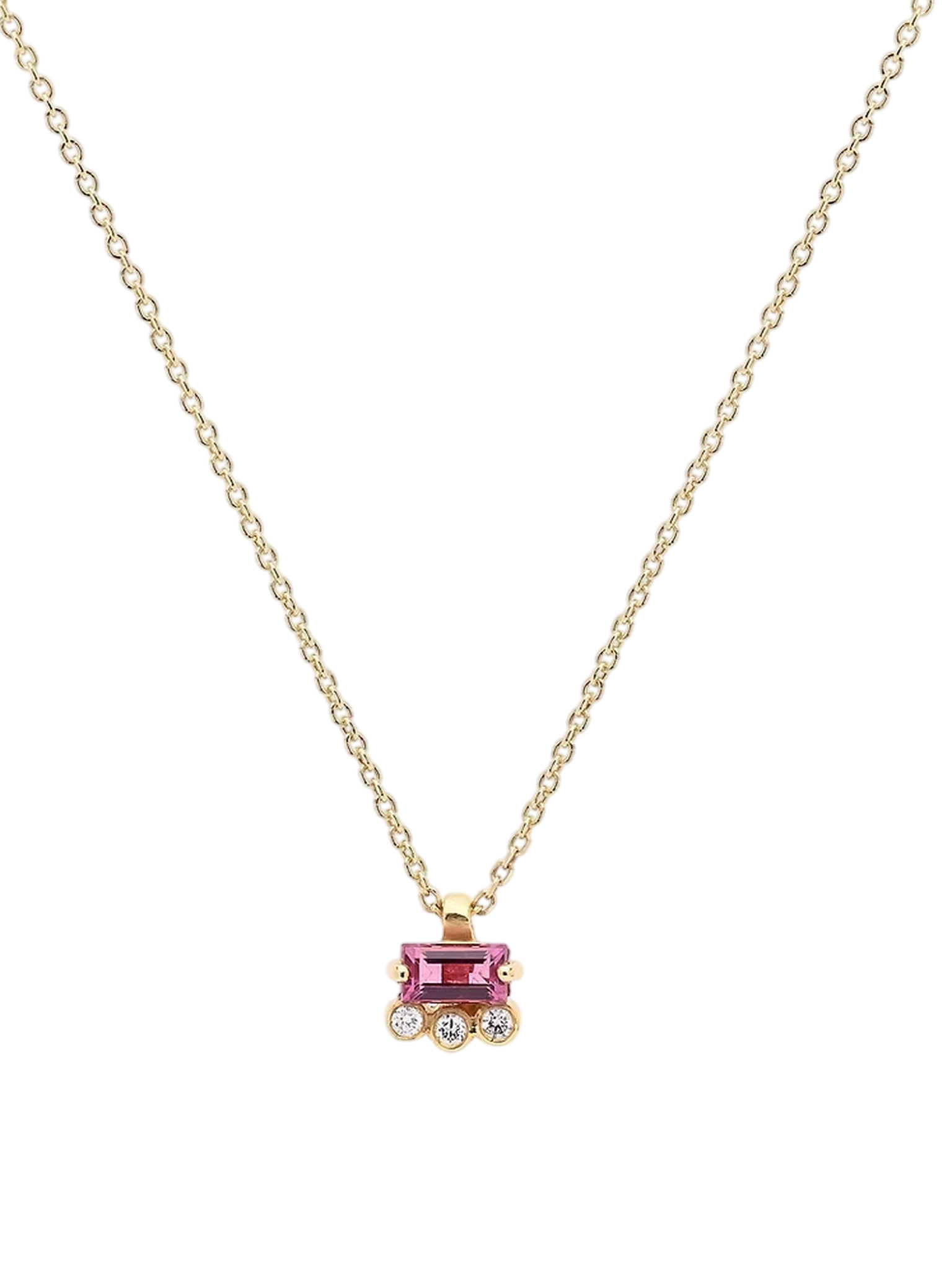 Baguette Tourmaline and Diamond Pendant