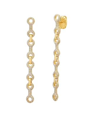 15 mm Pavé Double Beam Chain Earrings