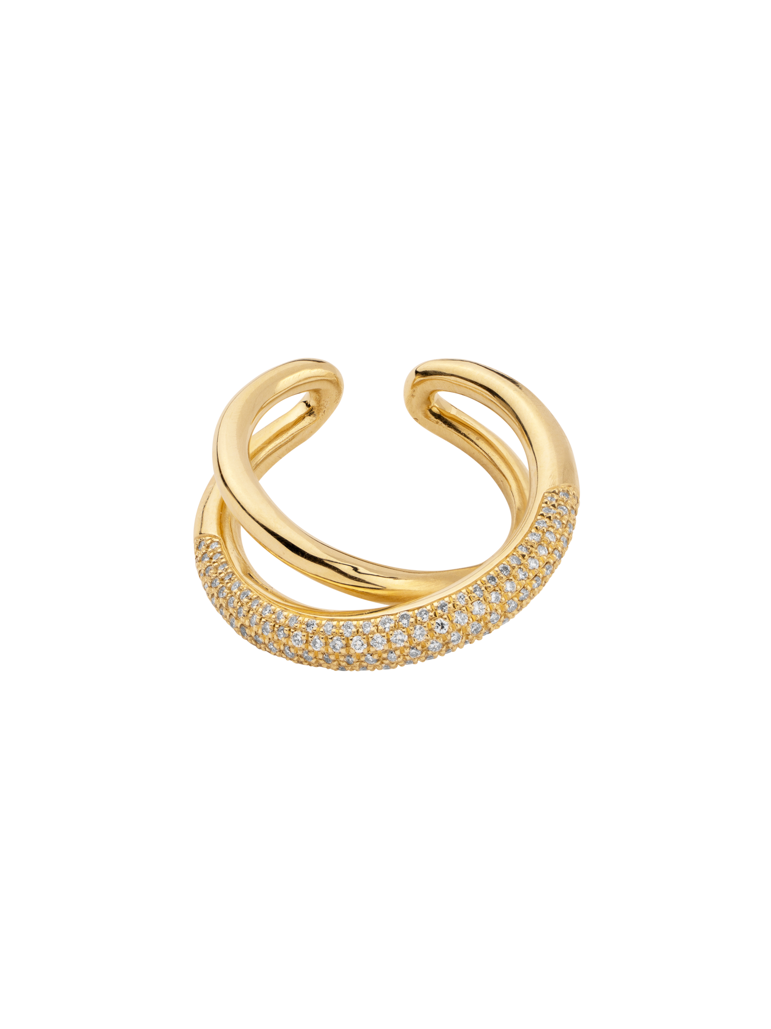 Twisted ring with white pavé diamonds by Gabriela Artigas | Finematter