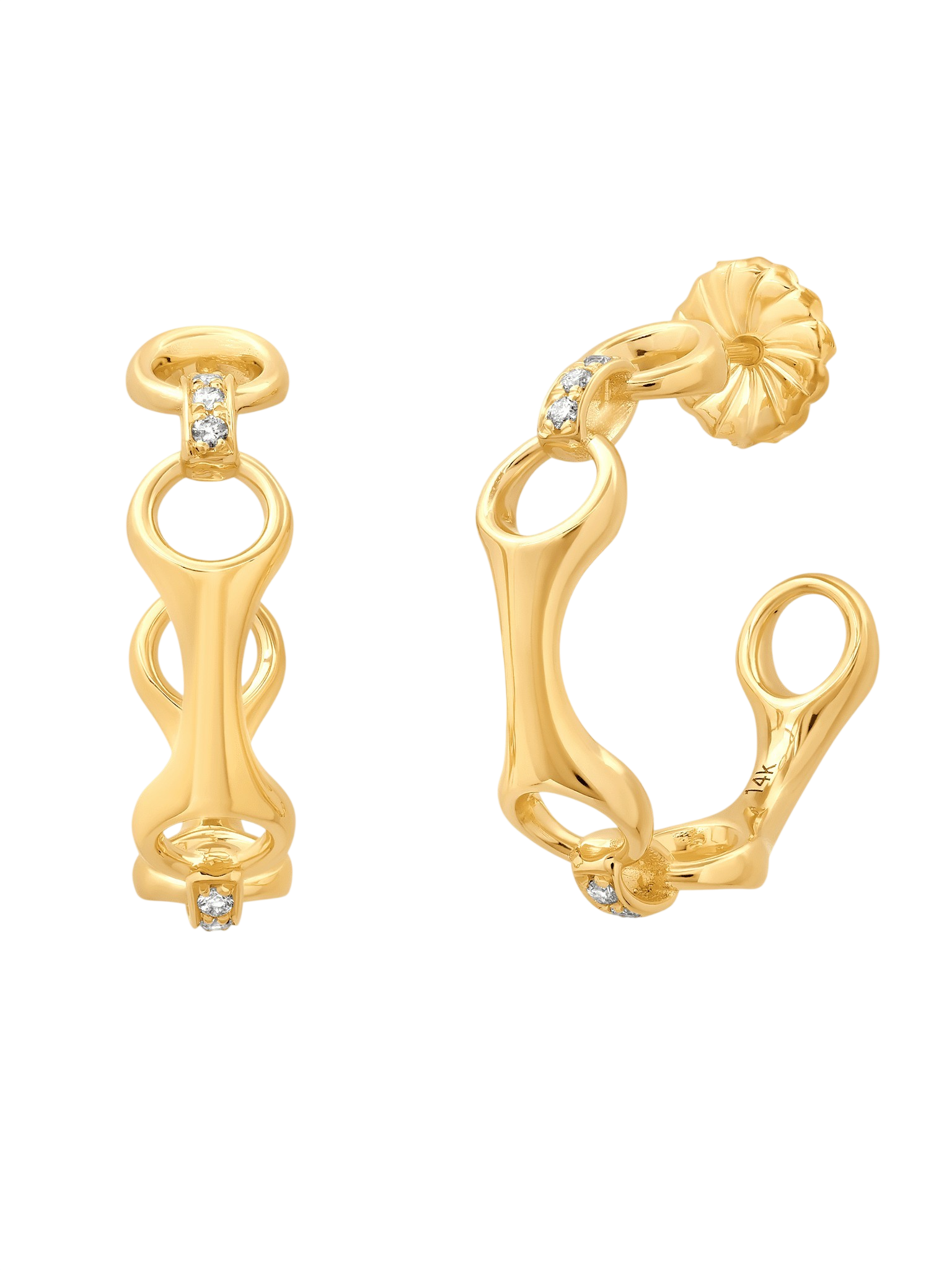 15 mm Double Beam Hoops with Pavé Connectors