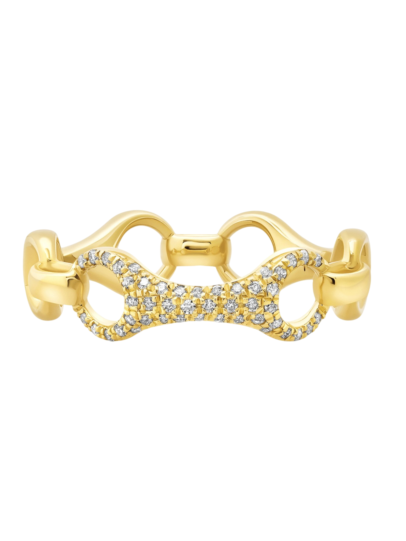 15 mm Beam Link Ring with Top Link with White Pavé Diamonds