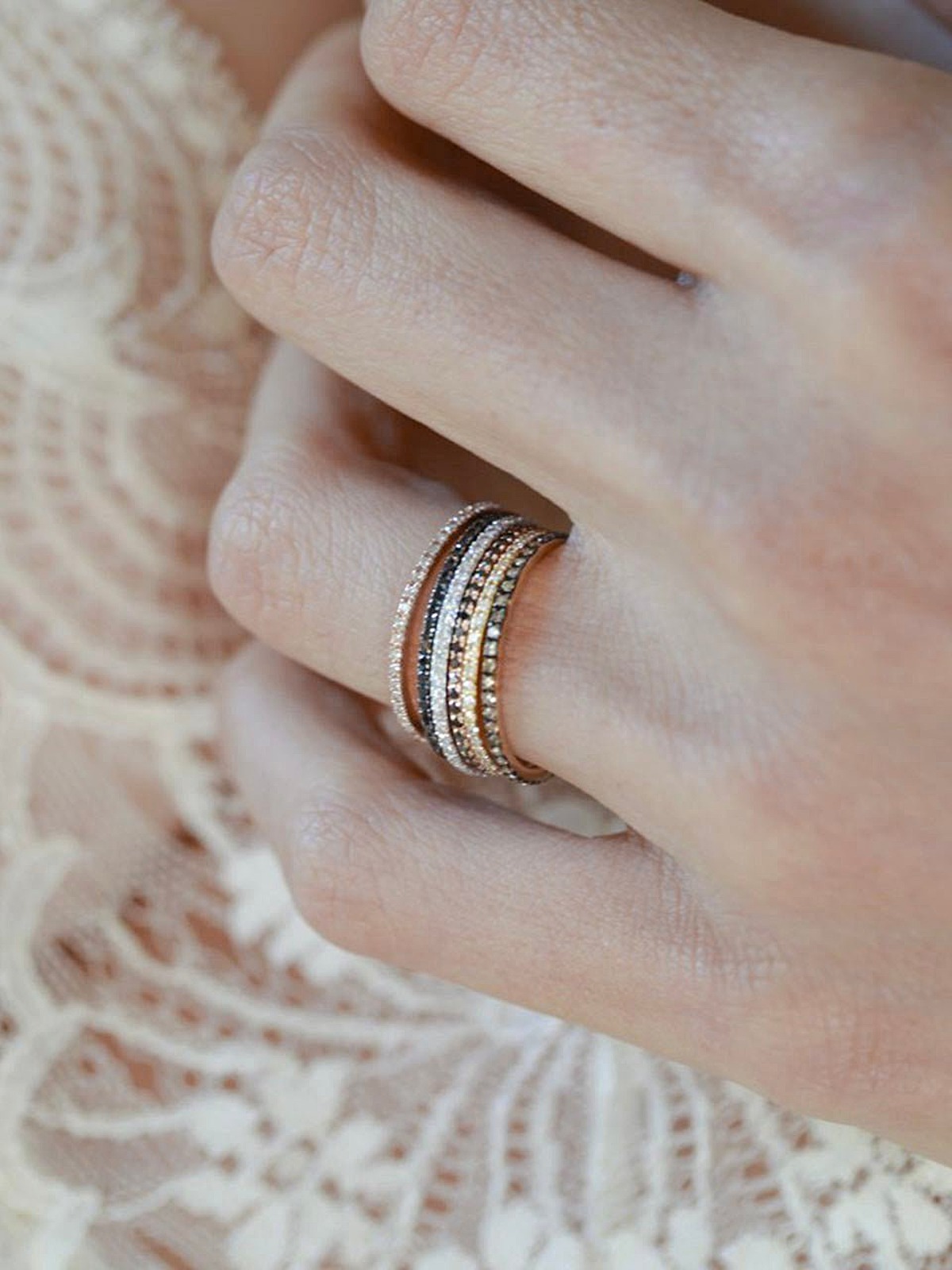 Axis Ring with Black Pavé Diamonds