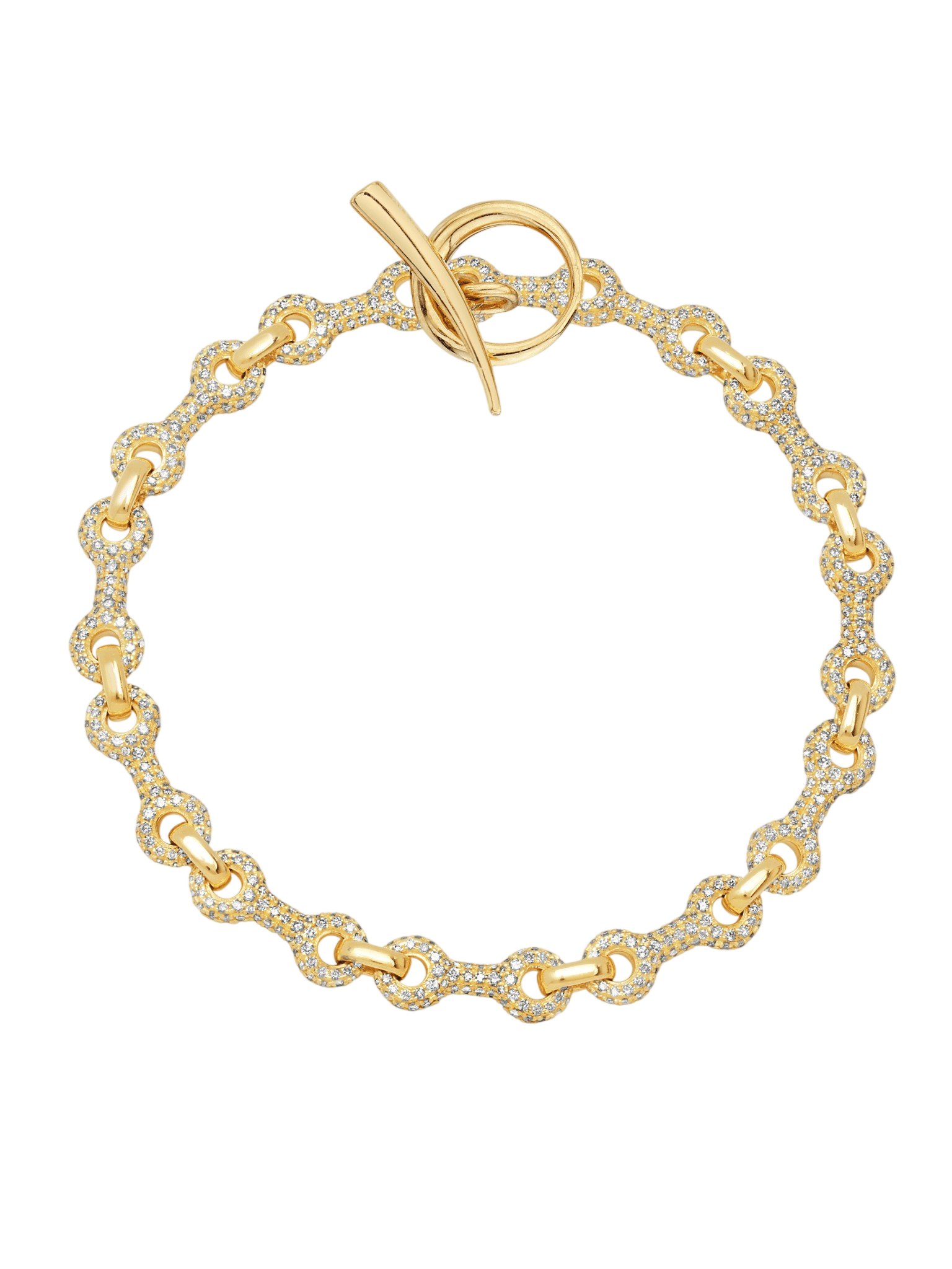 15 mm Double Beam Chain Continuo Bracelet with Pavé Links