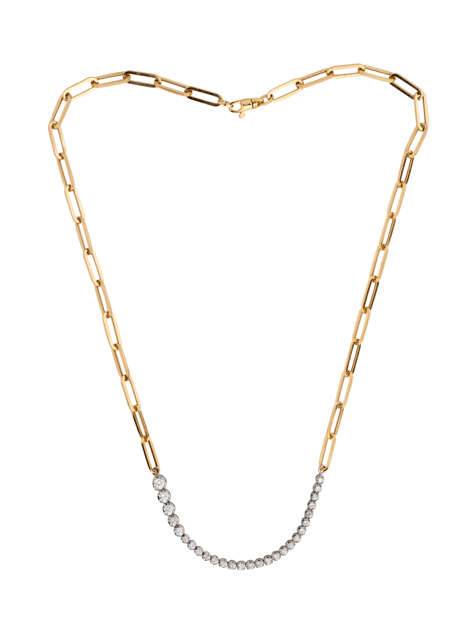 Ascending diamonds tennis necklace on rectangular chain