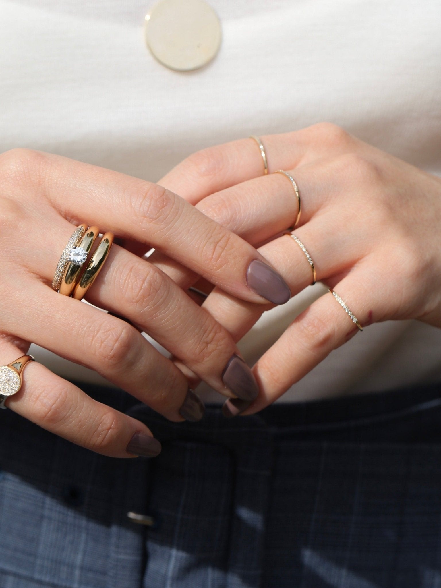 Mini Axis Ring with White Pavé Diamonds