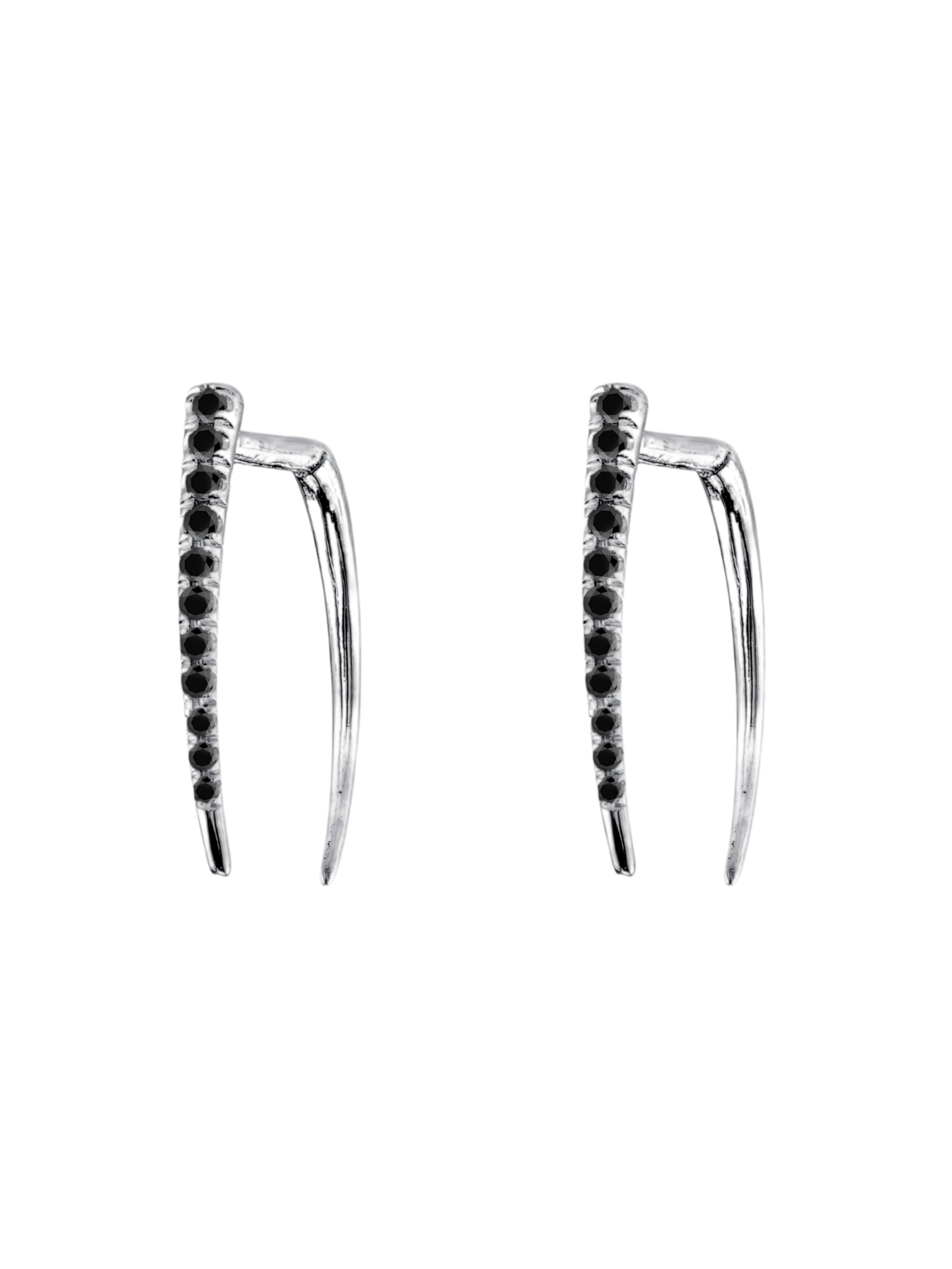 Classic Infinite Tusk Earring with Black Pavé Diamonds photo