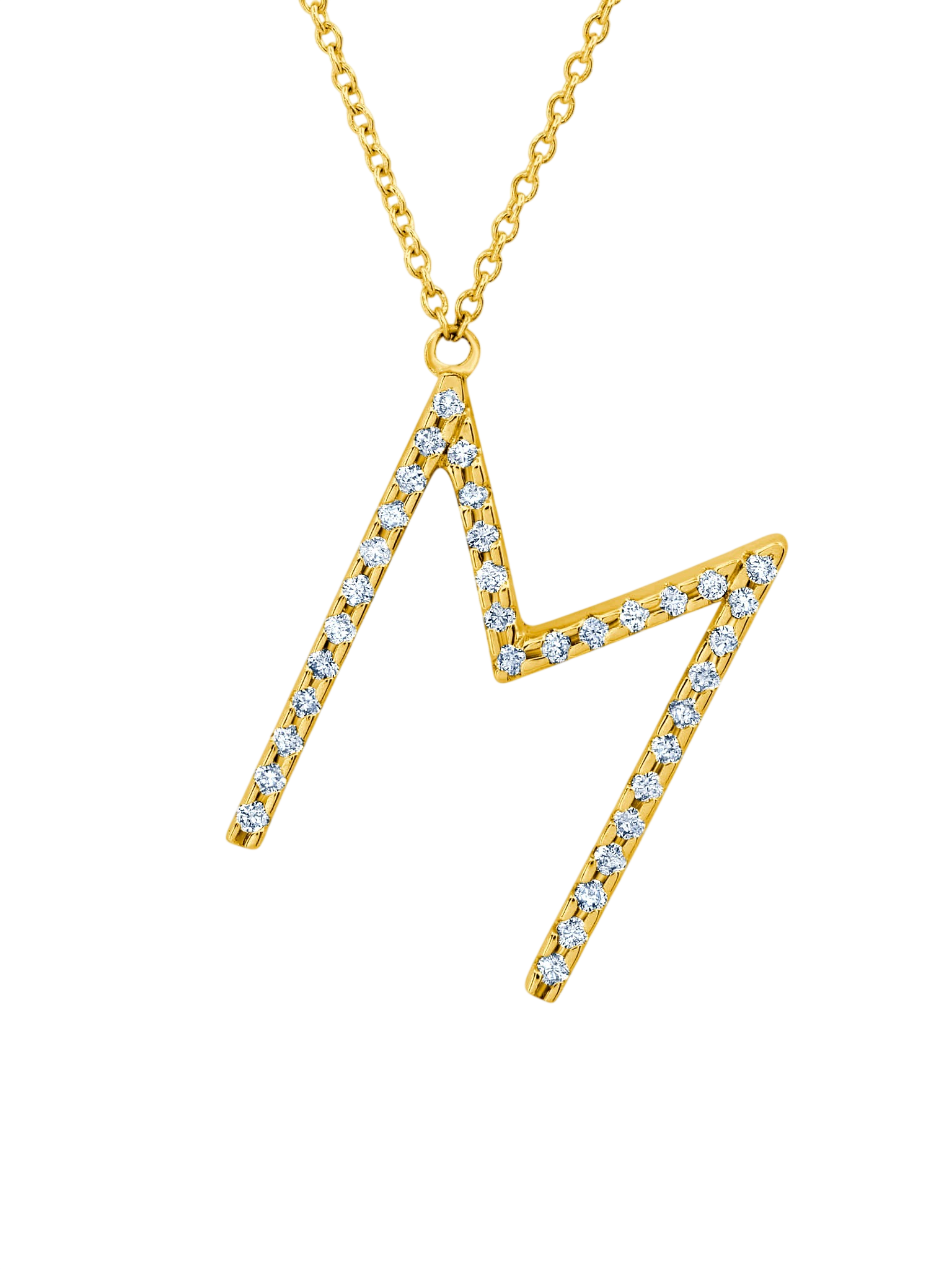 Alphabet Pendant Necklace with White Pavé Diamonds