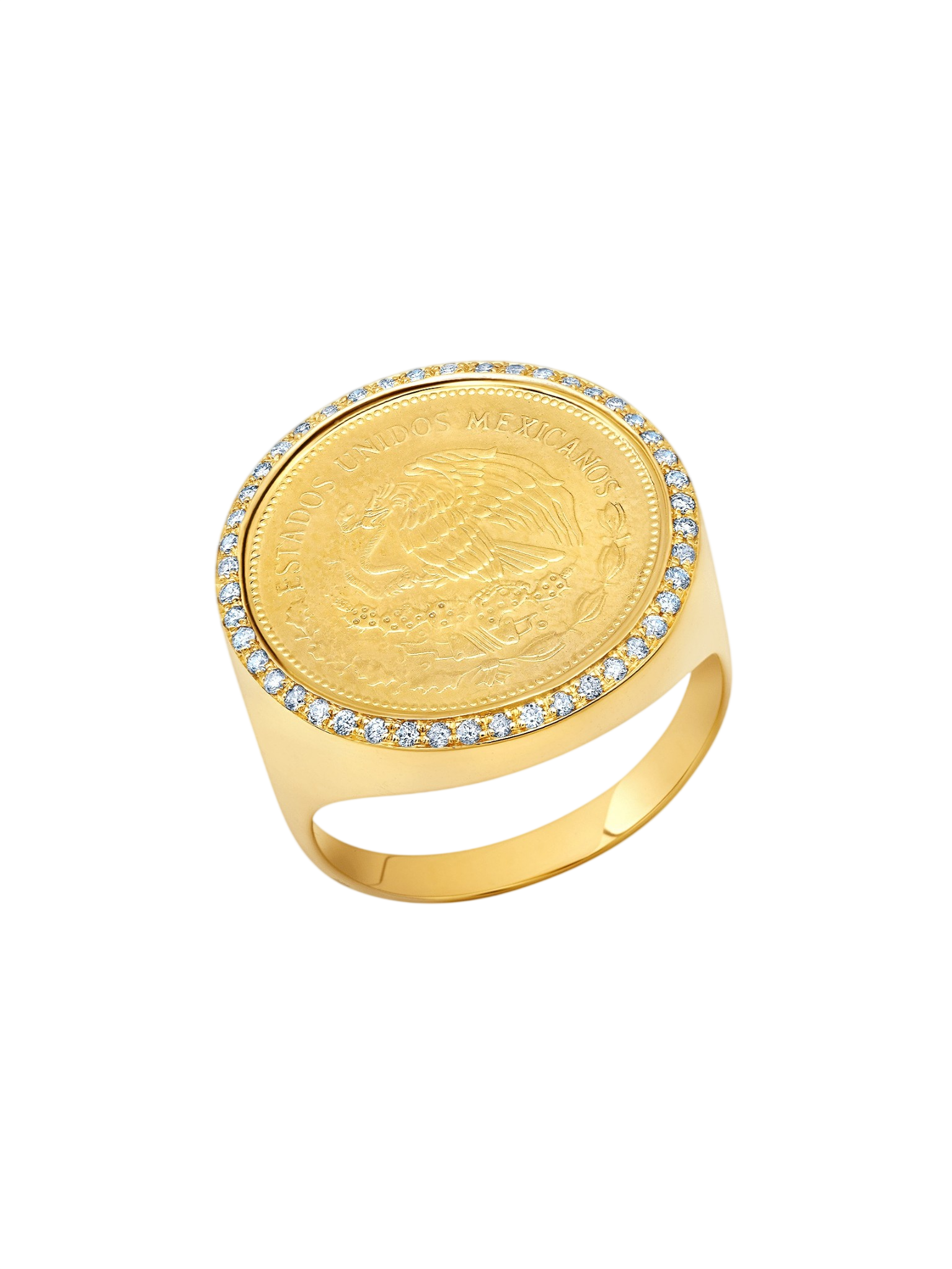 Fine Vintage Coin Ring with White Pavé Diamonds photo