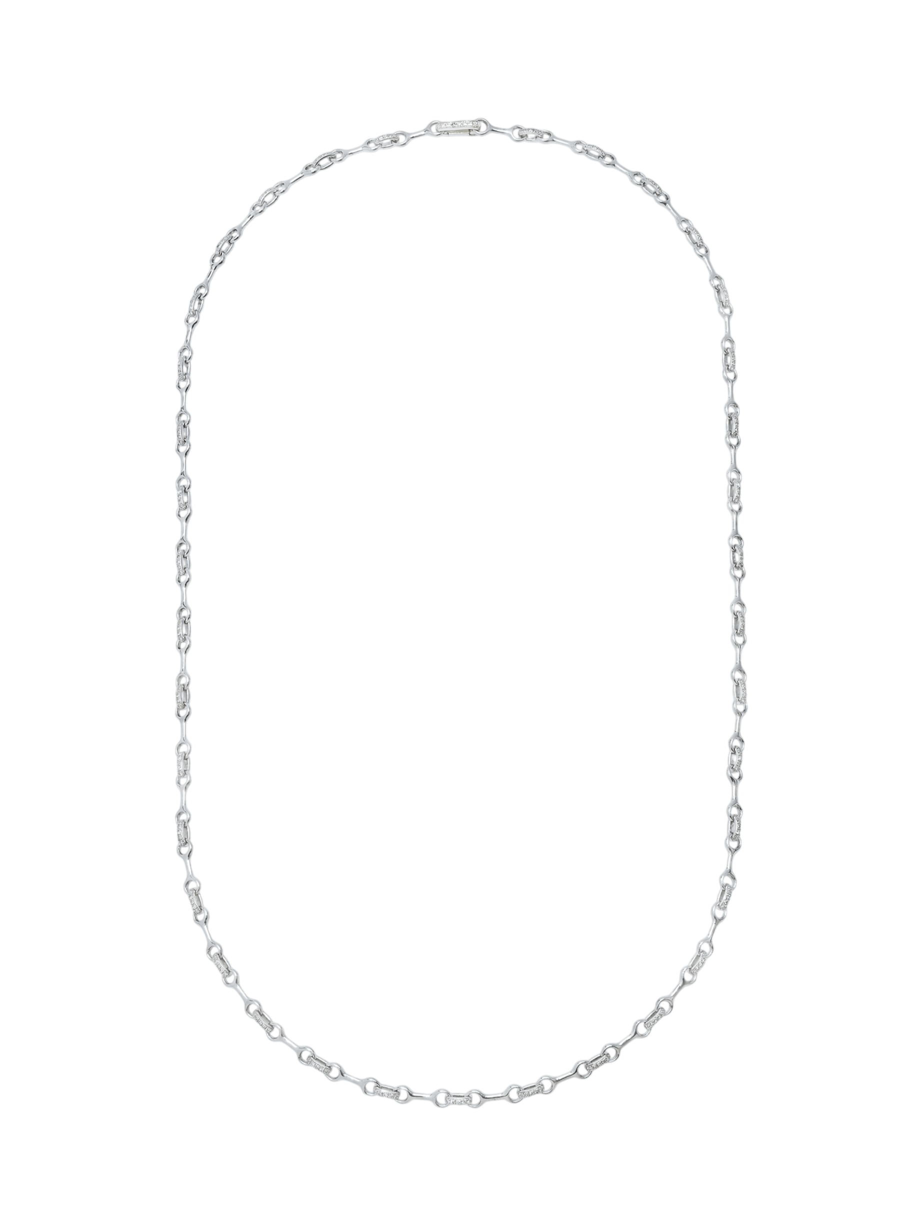 Small Silver Double Beam Chain Necklace with Pavé Connectors photo