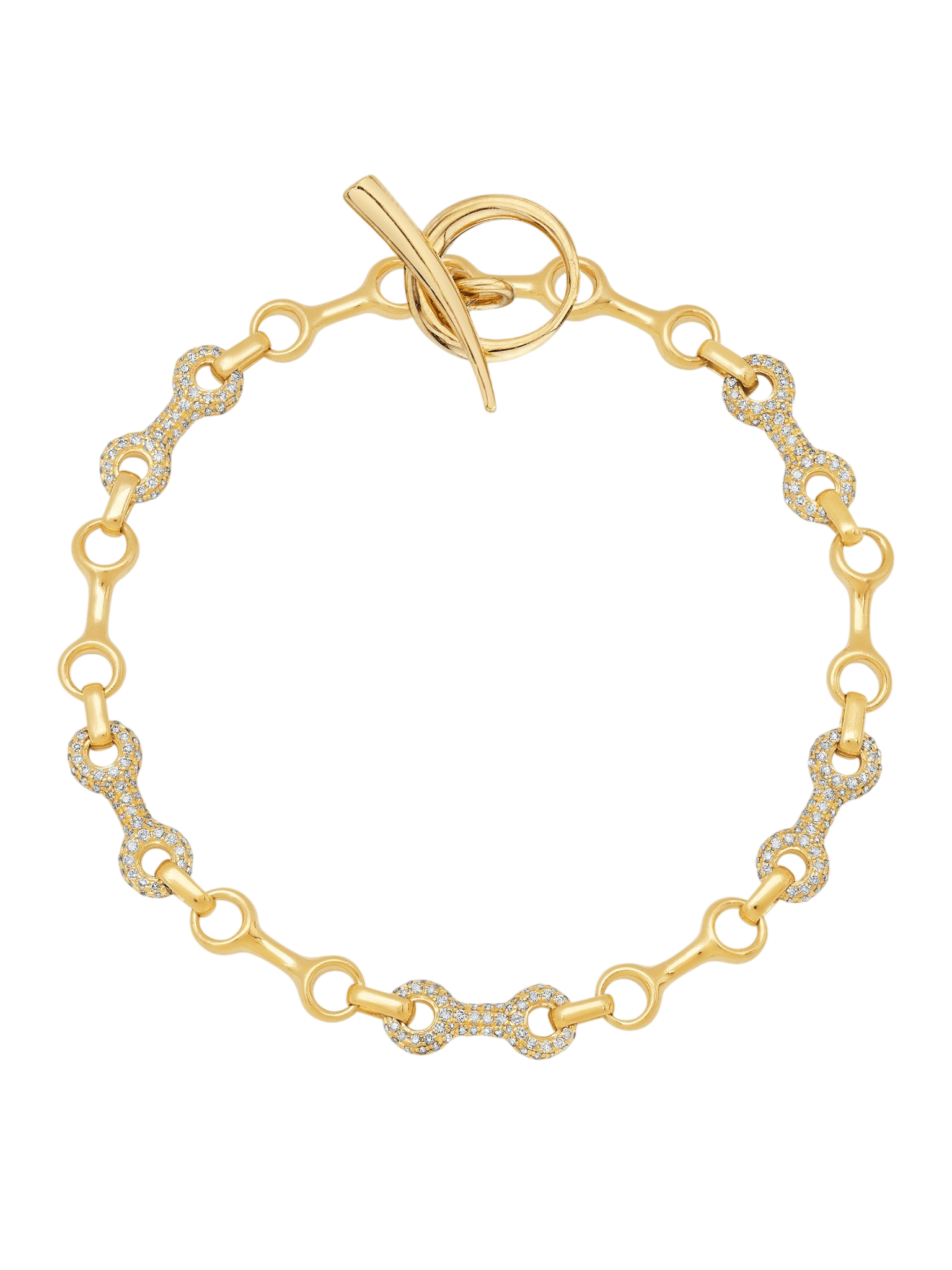 15 mm Double Beam Alterno Chain Bracelet with Pavé Links