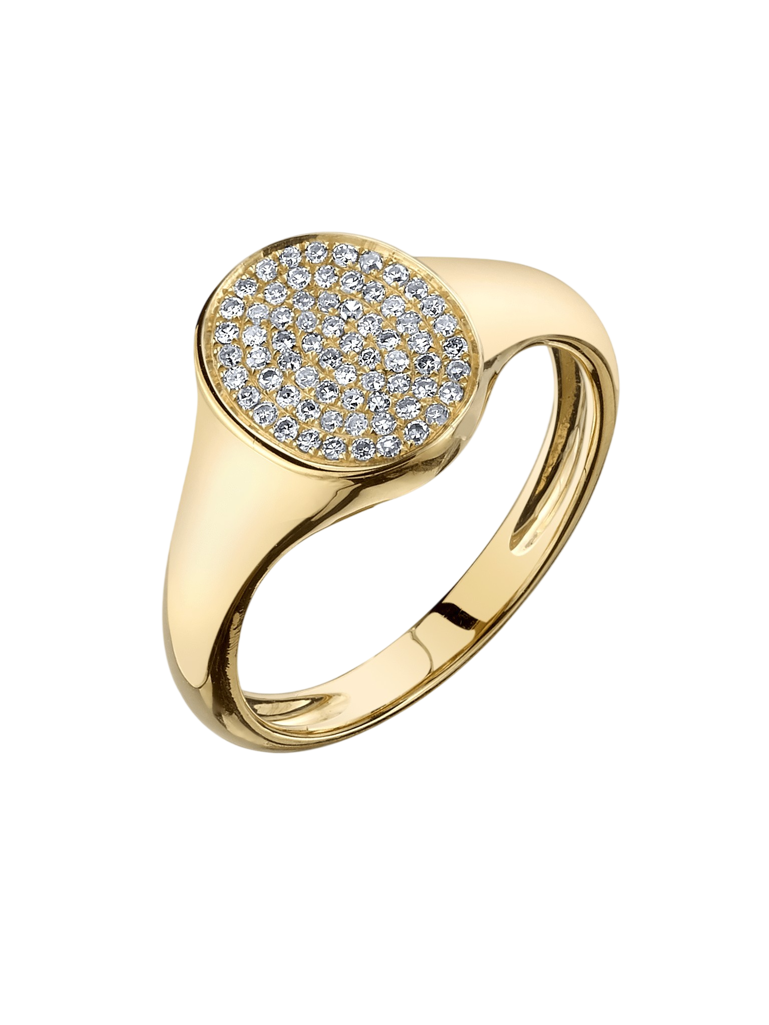 Disc Signet Ring with White Pavé Diamonds