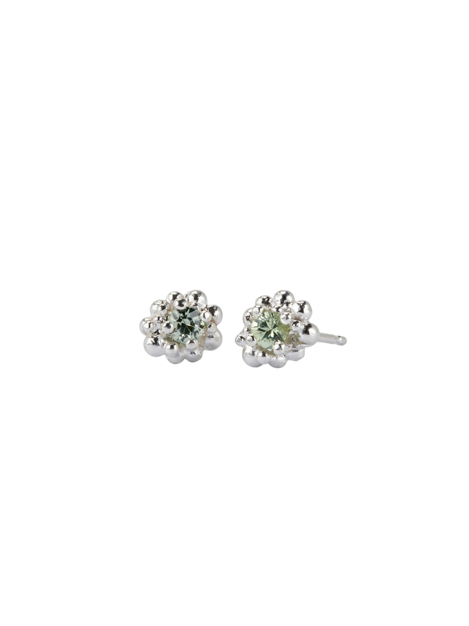 Green sapphire cluster earrings