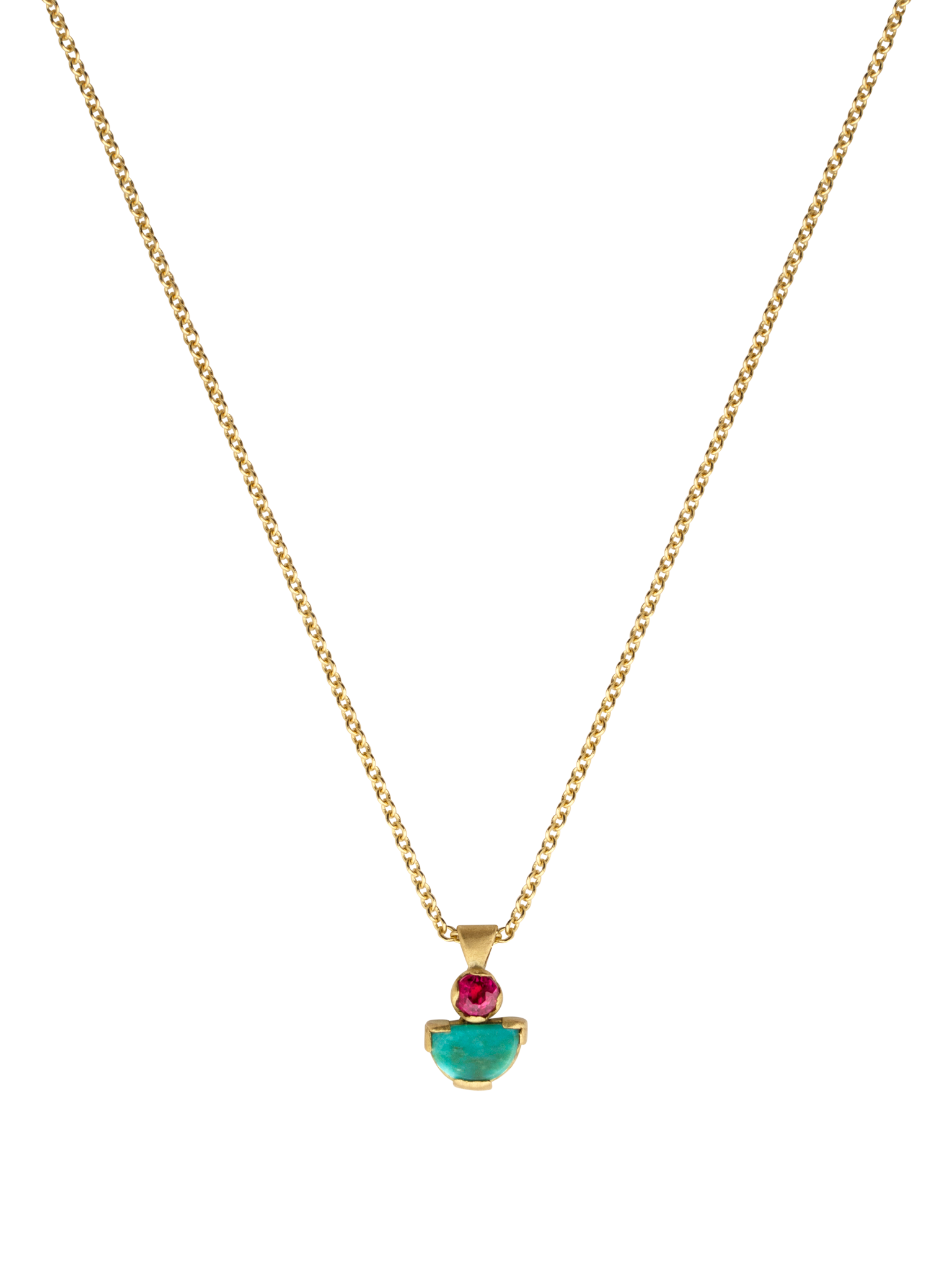 Ruby and turquoise mina pendant necklace