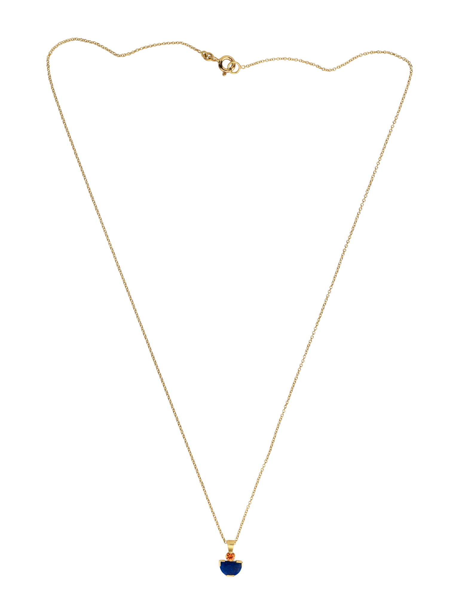 Orange sapphire and lapis mina pendant necklace