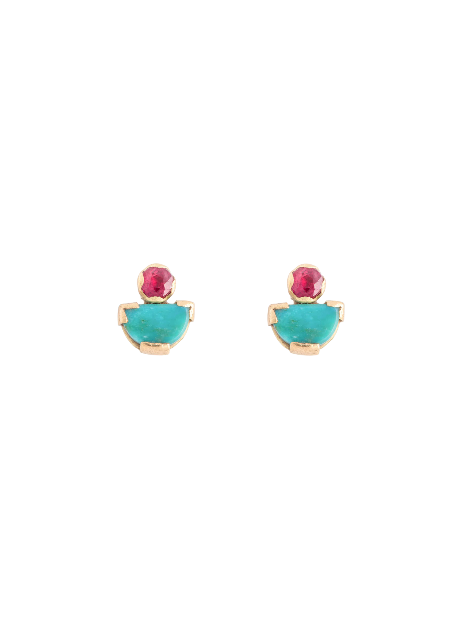 Ruby and turquoise mina studs