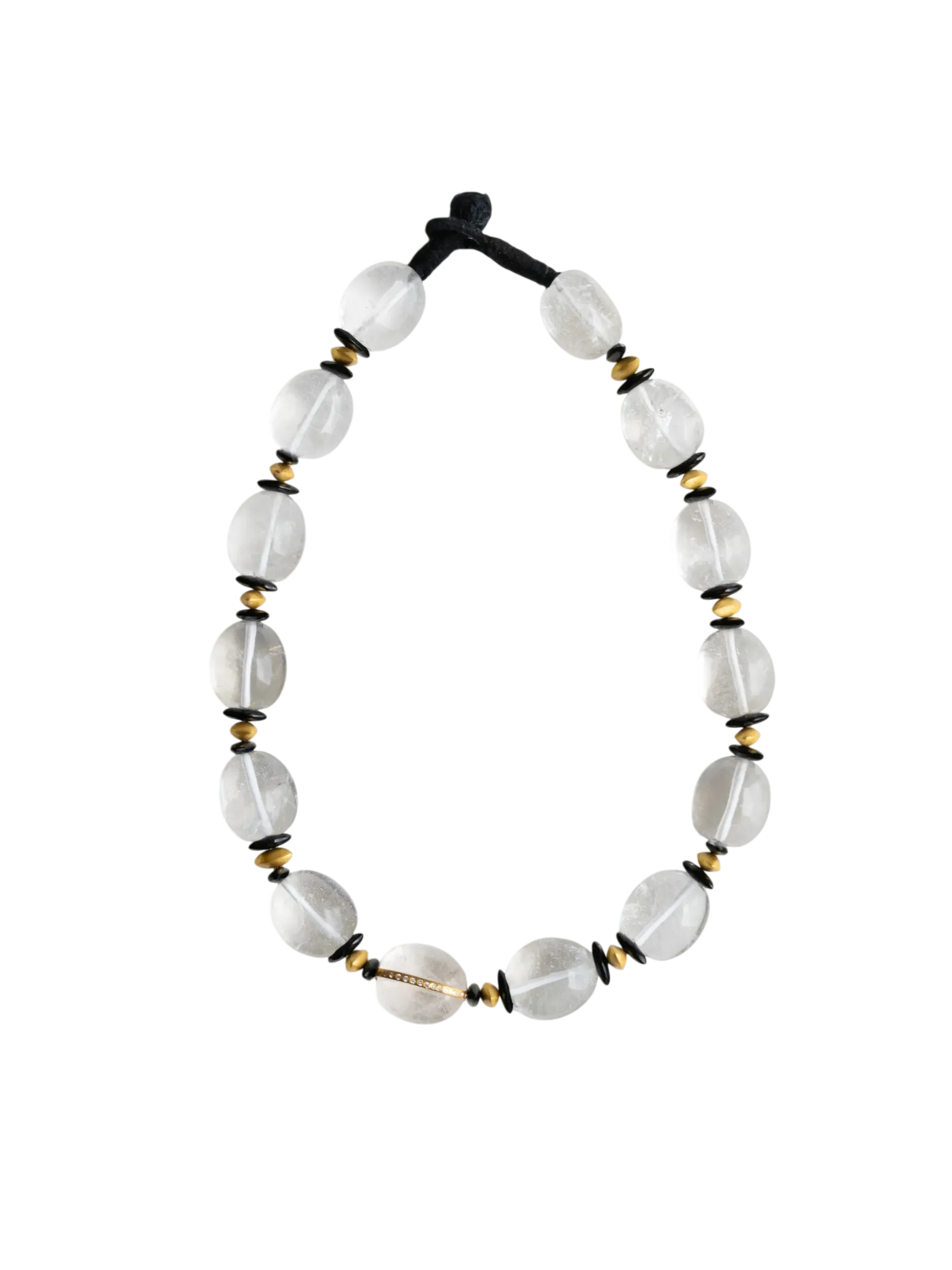 Snakefruit Choker in Rock Crystal, Onyx, Diamond, and 22kt Gold