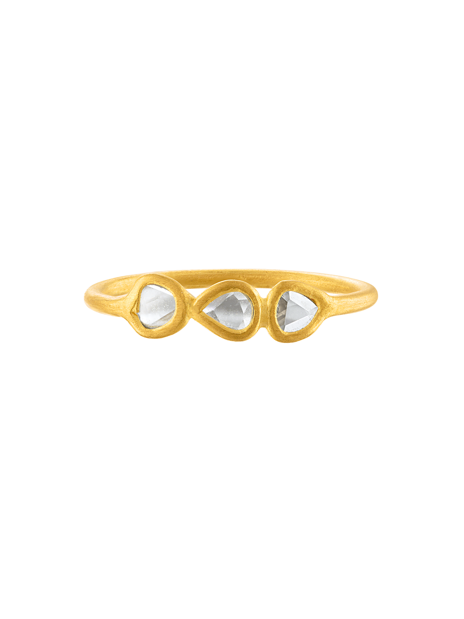 Bazaar stacking ring with three polki diamonds