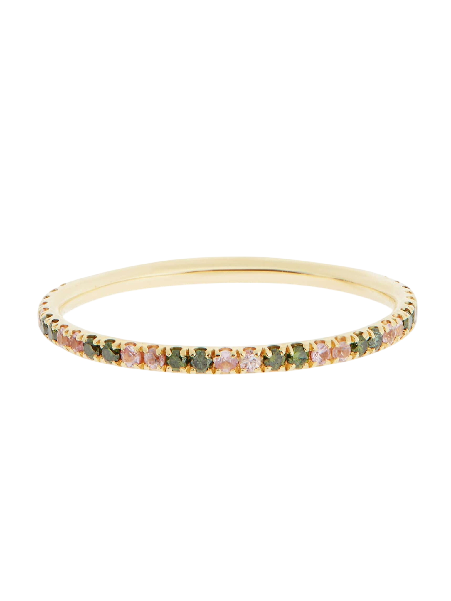 Thread Band Stripes Green Diamonds And Pink Sapphires