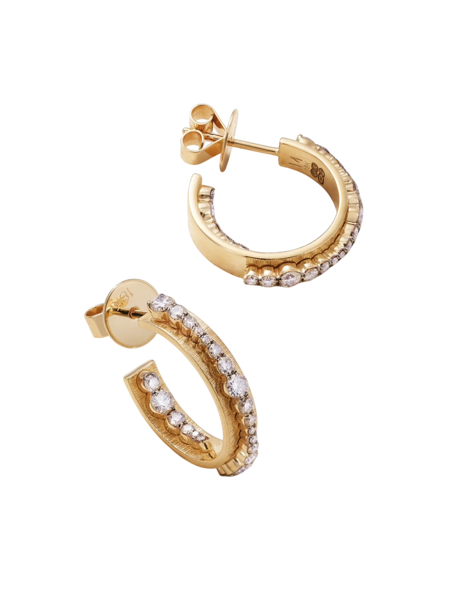 Inside Out Diamond Ripple Hoops