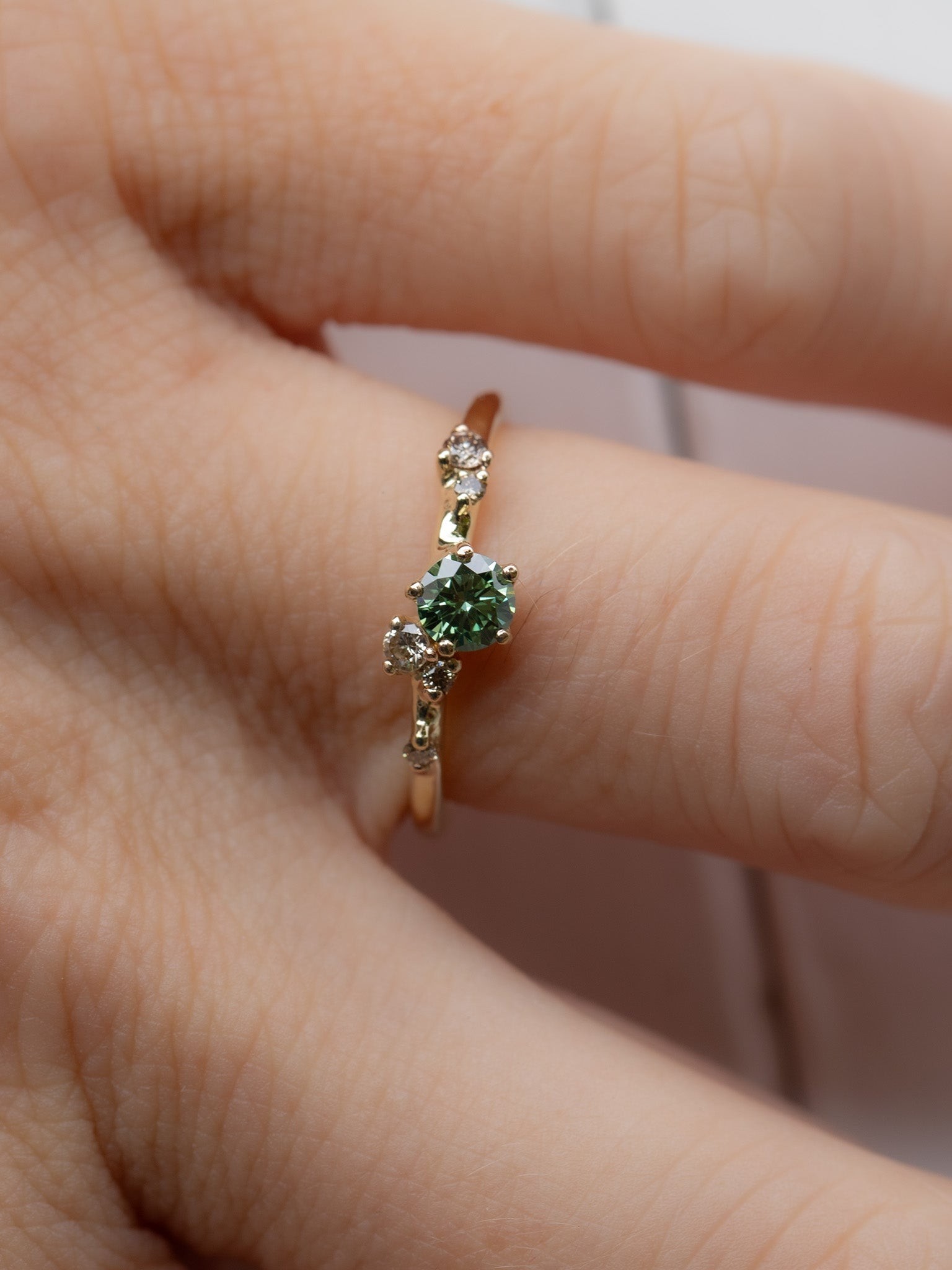 Antheia Engagement Ring - Green and Champagne Diamond photo