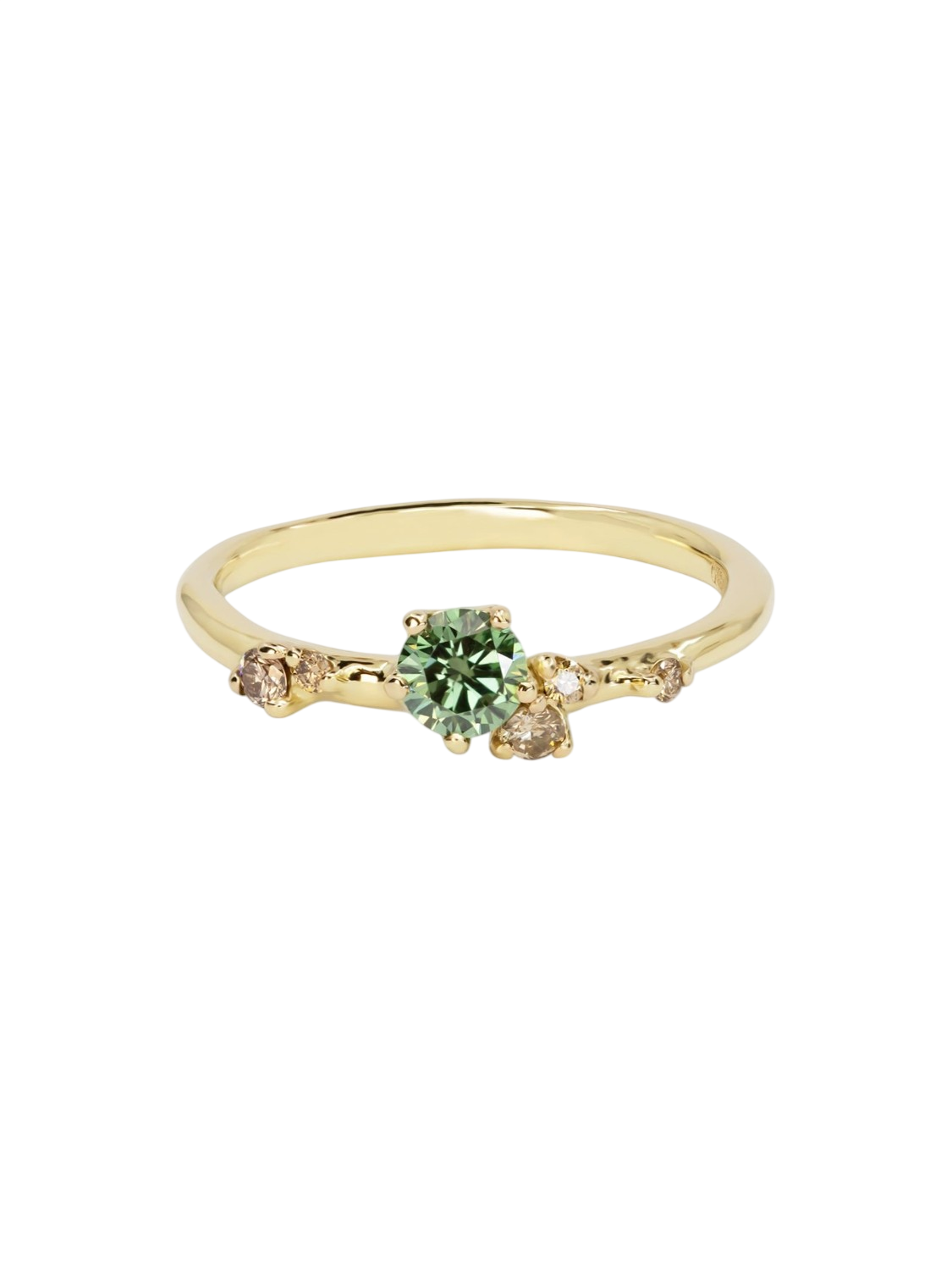 Antheia Engagement Ring - Green and Champagne Diamond photo