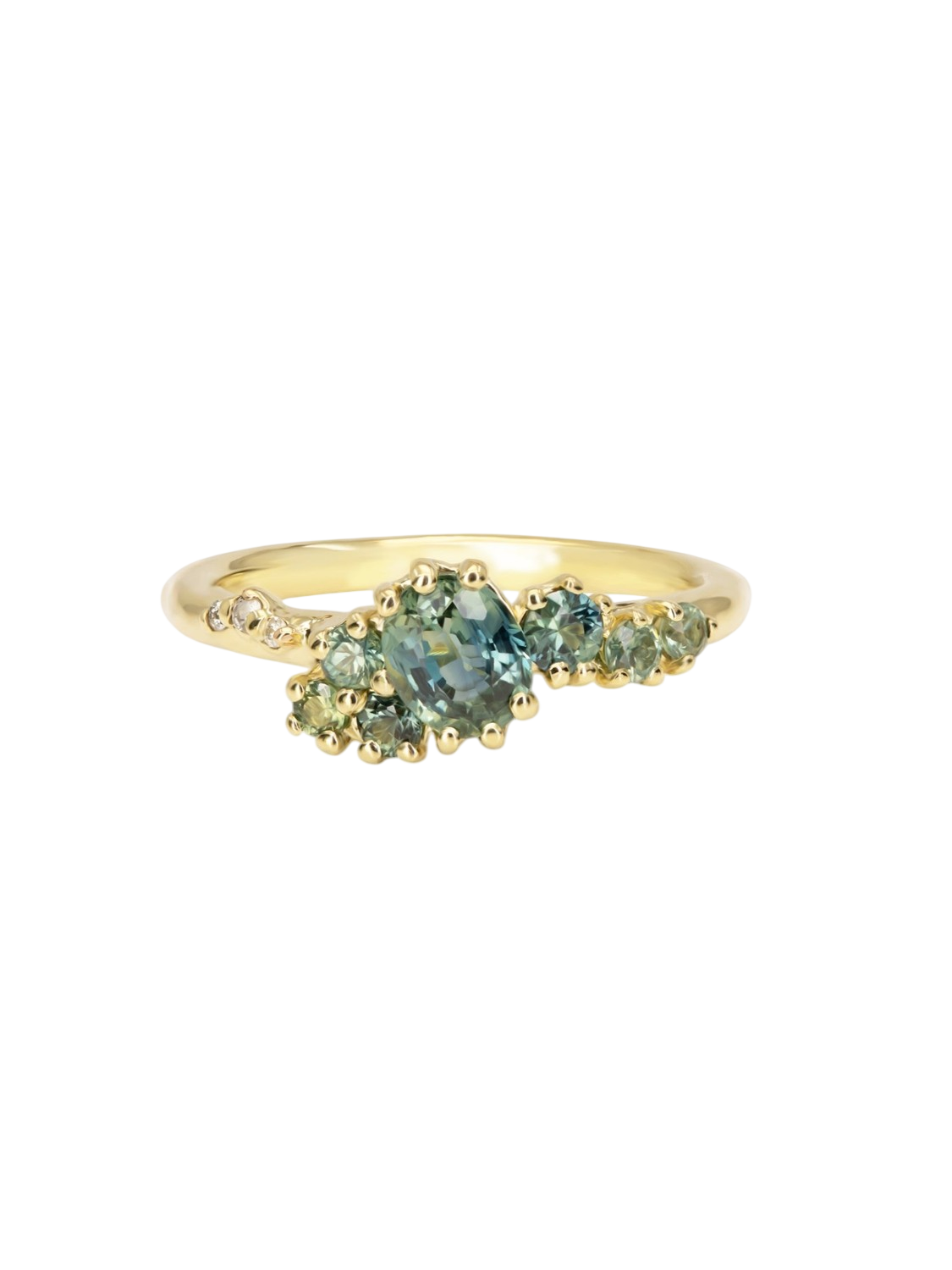 Dryad V Engagement Ring - Parti Teal Sapphires And Diamonds photo