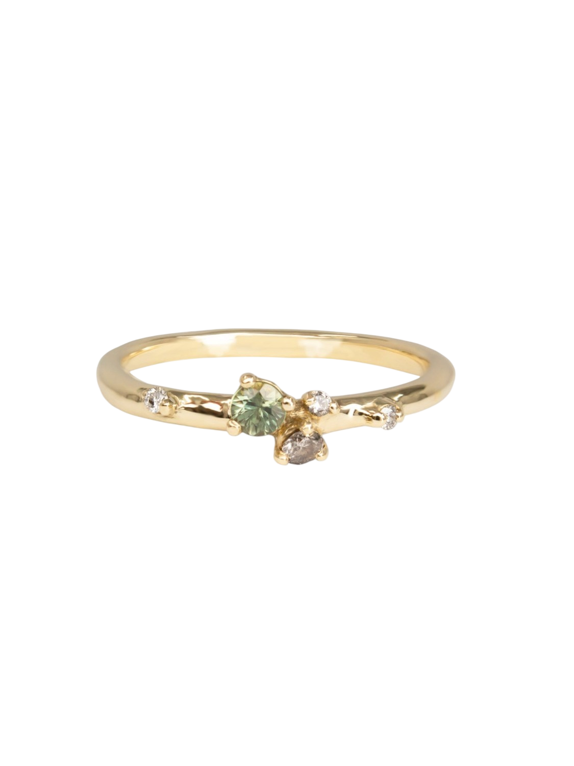 Antheia Ring - Teal Sapphire And Salt & Pepper Diamonds photo