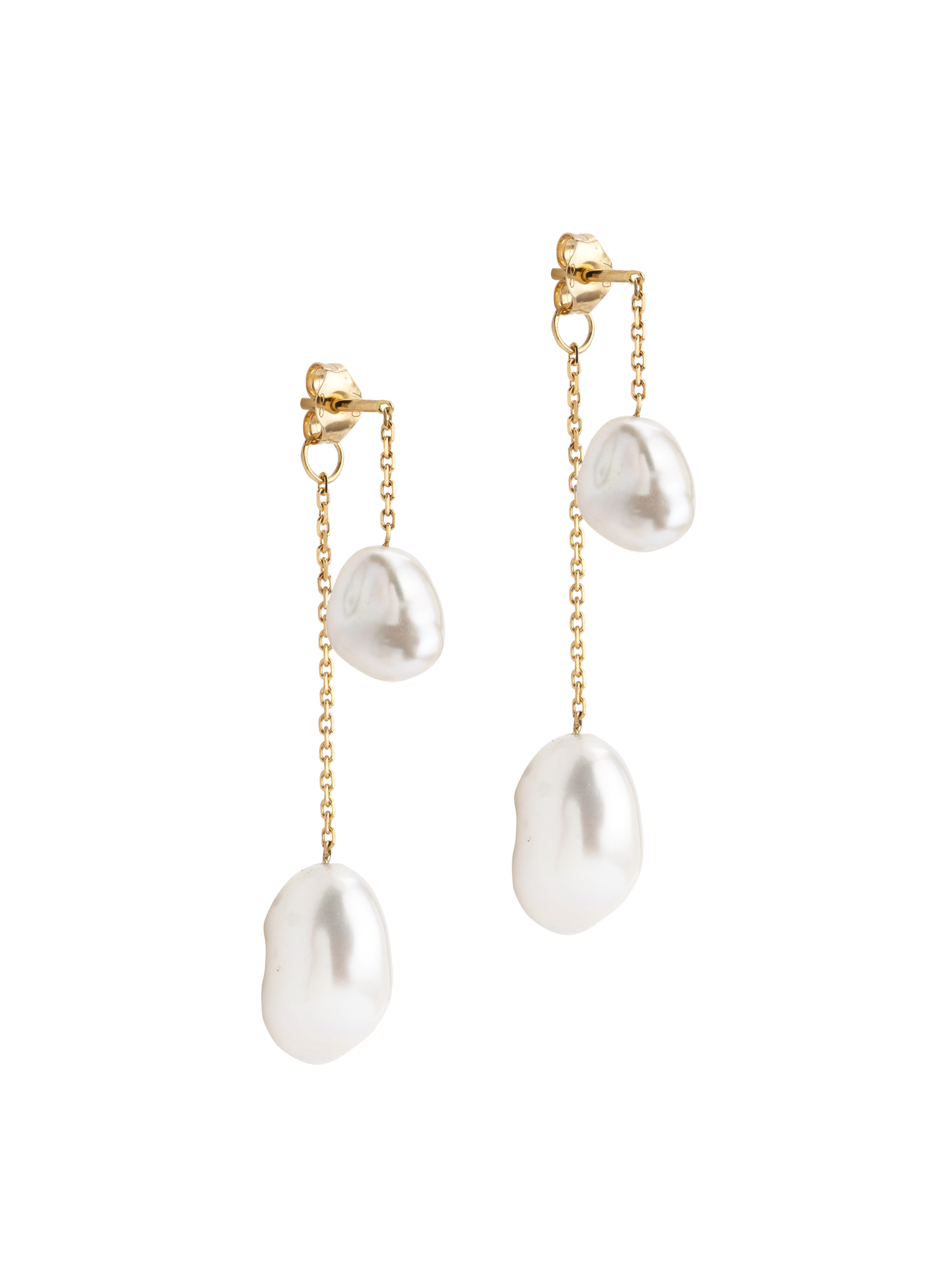 Mermaid pearl two drop earrings