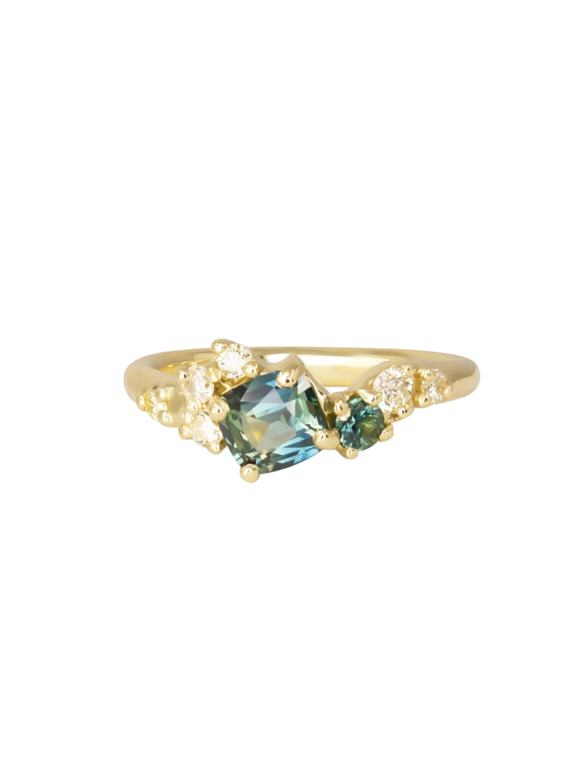 Danae Engagement Ring - Teal Sapphire And Natural Yellow Diamonds photo