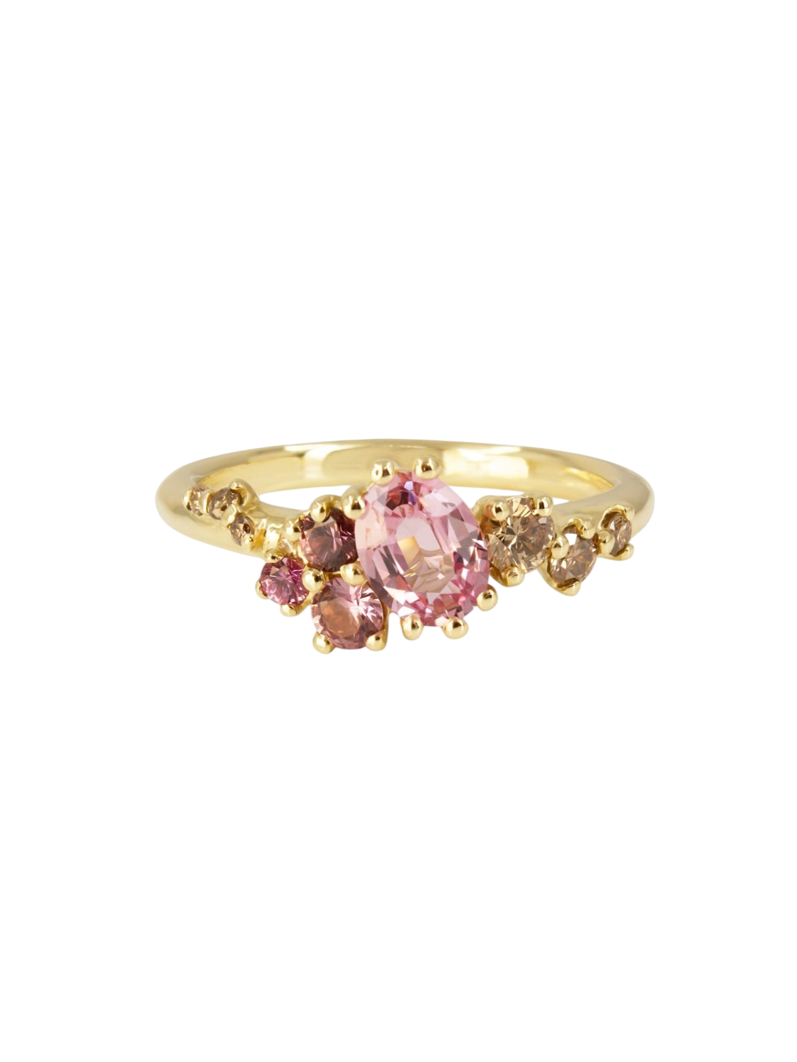 Dryad V Engagement Ring - Padparadscha Sapphires And Champagne Diamonds photo
