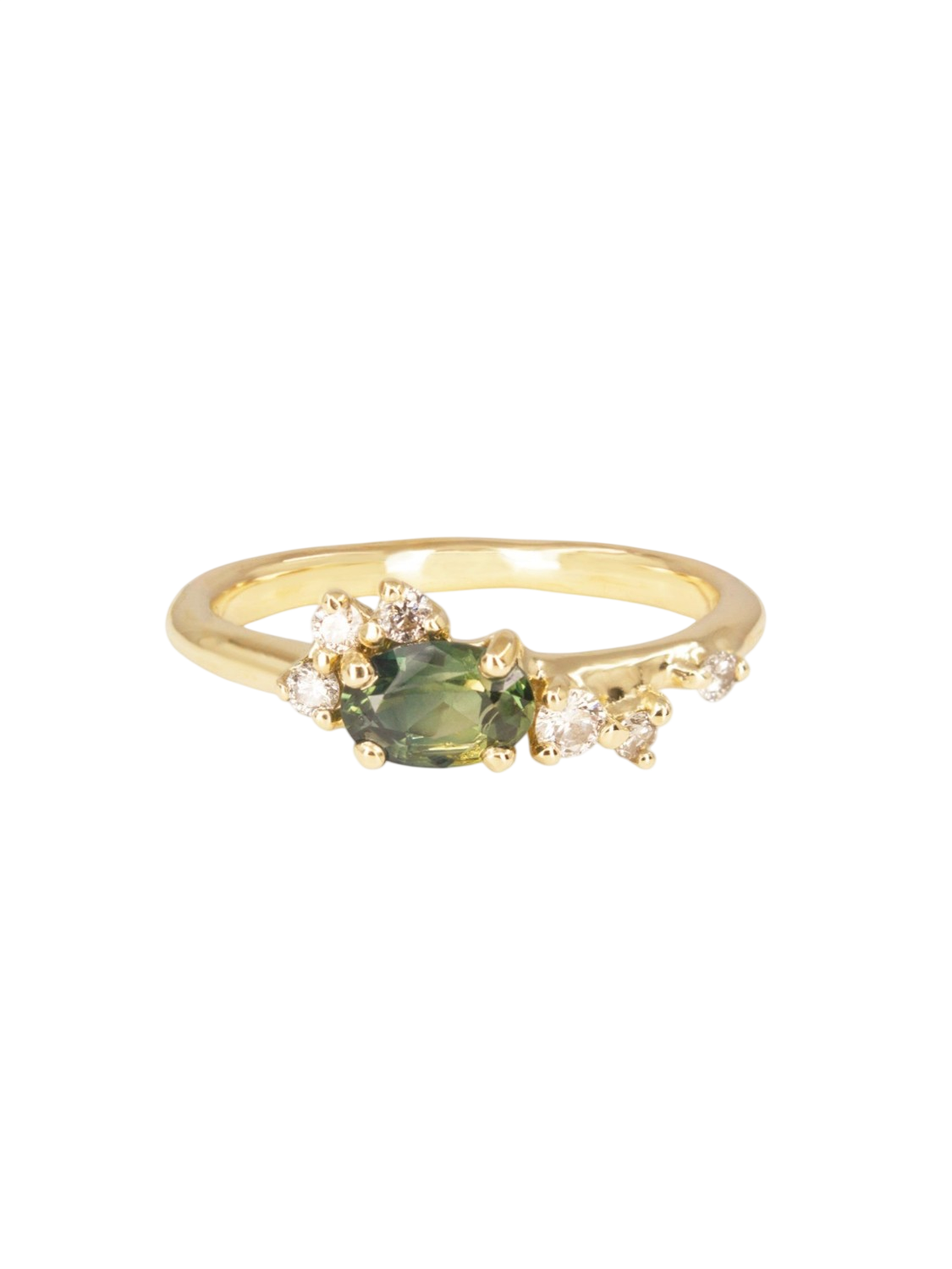 Dryad II Engagement Ring - Green Parti Sapphire And Salt & Pepper Diamonds photo